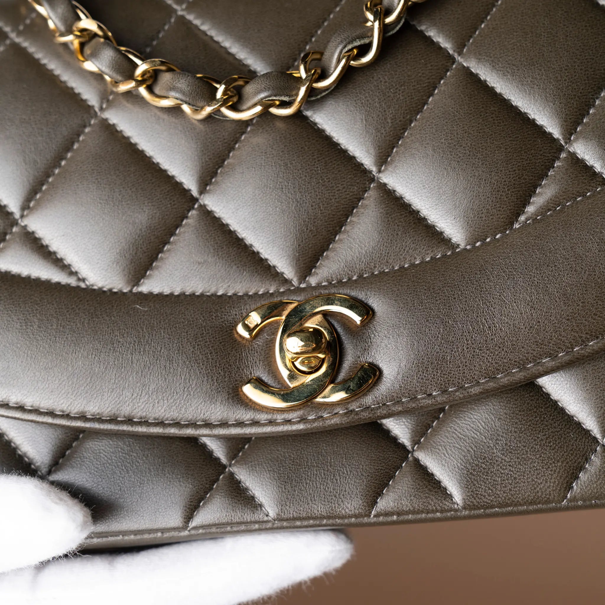 Chanel Small Lambskin Diana Flap — Side Profile