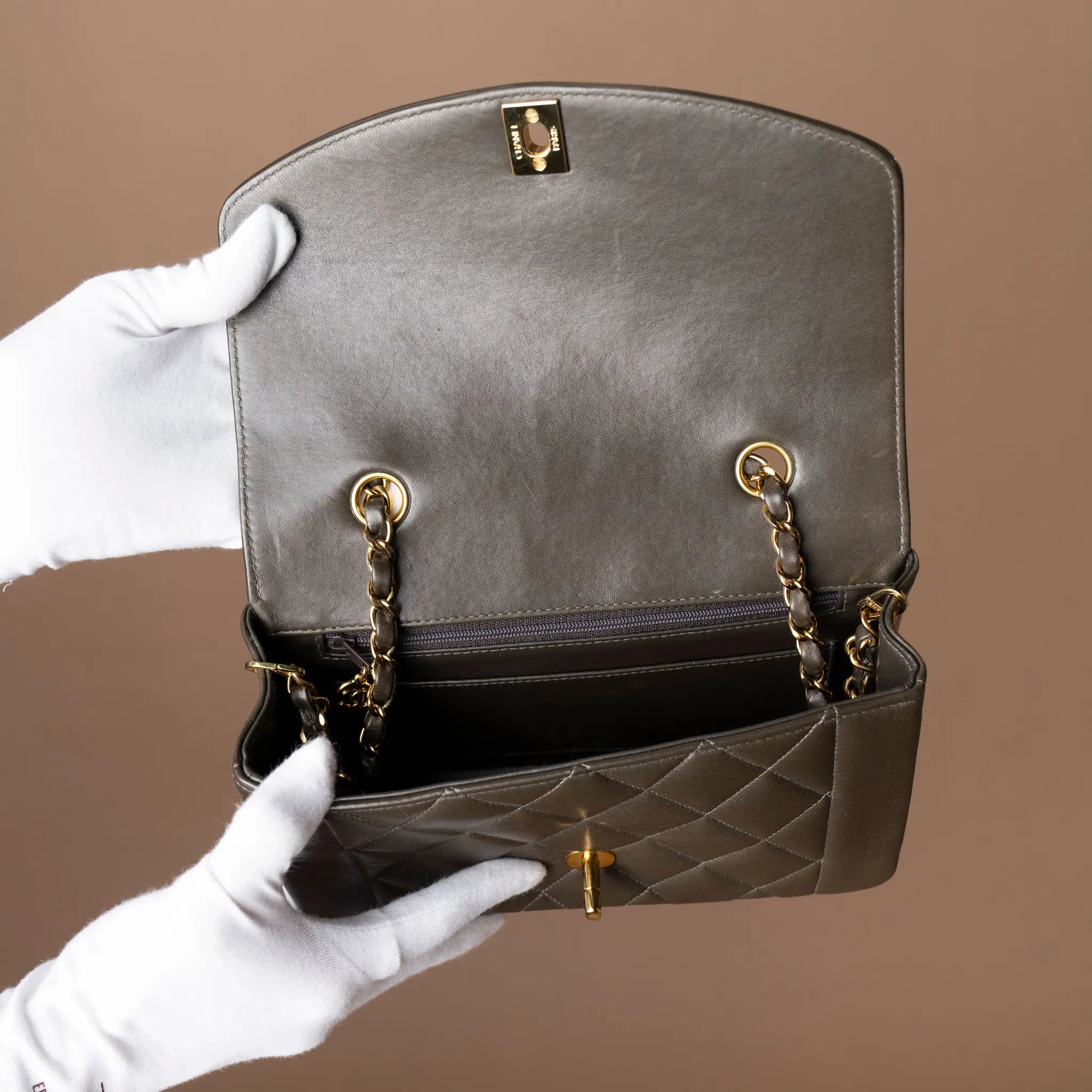 Chanel Small Lambskin Diana Flap — Interior Detail