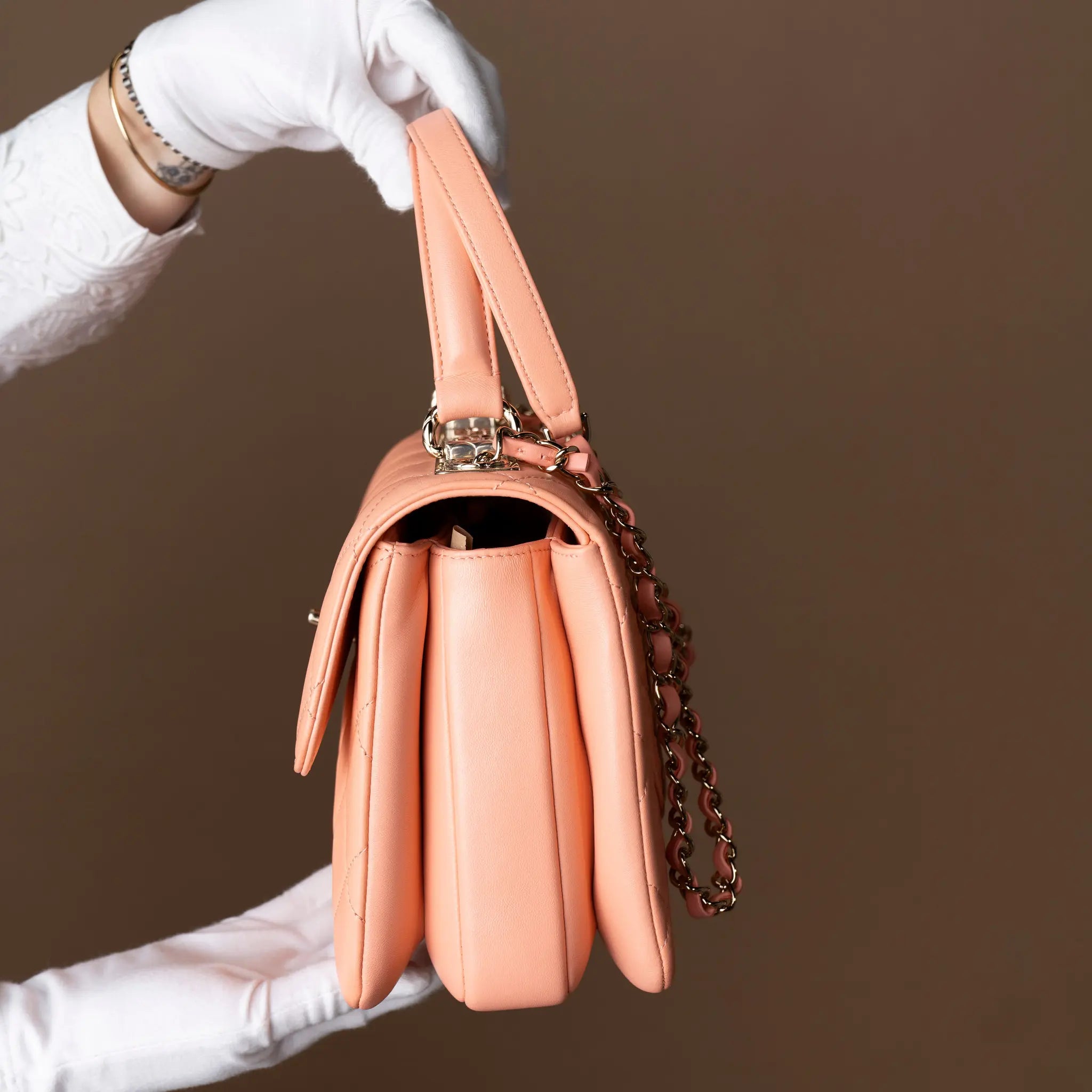 Chanel Small Lambskin Trendy CC top Handle Bag — Close-up Detail
