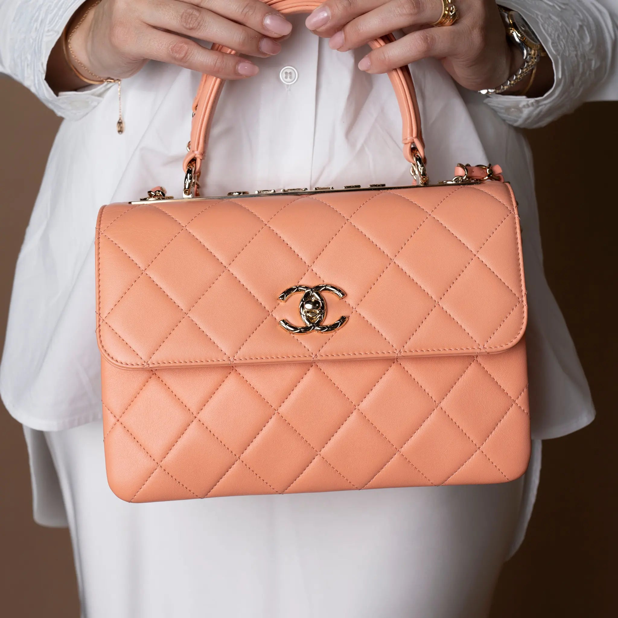 Chanel Small Lambskin Trendy CC top Handle Bag — Detail View