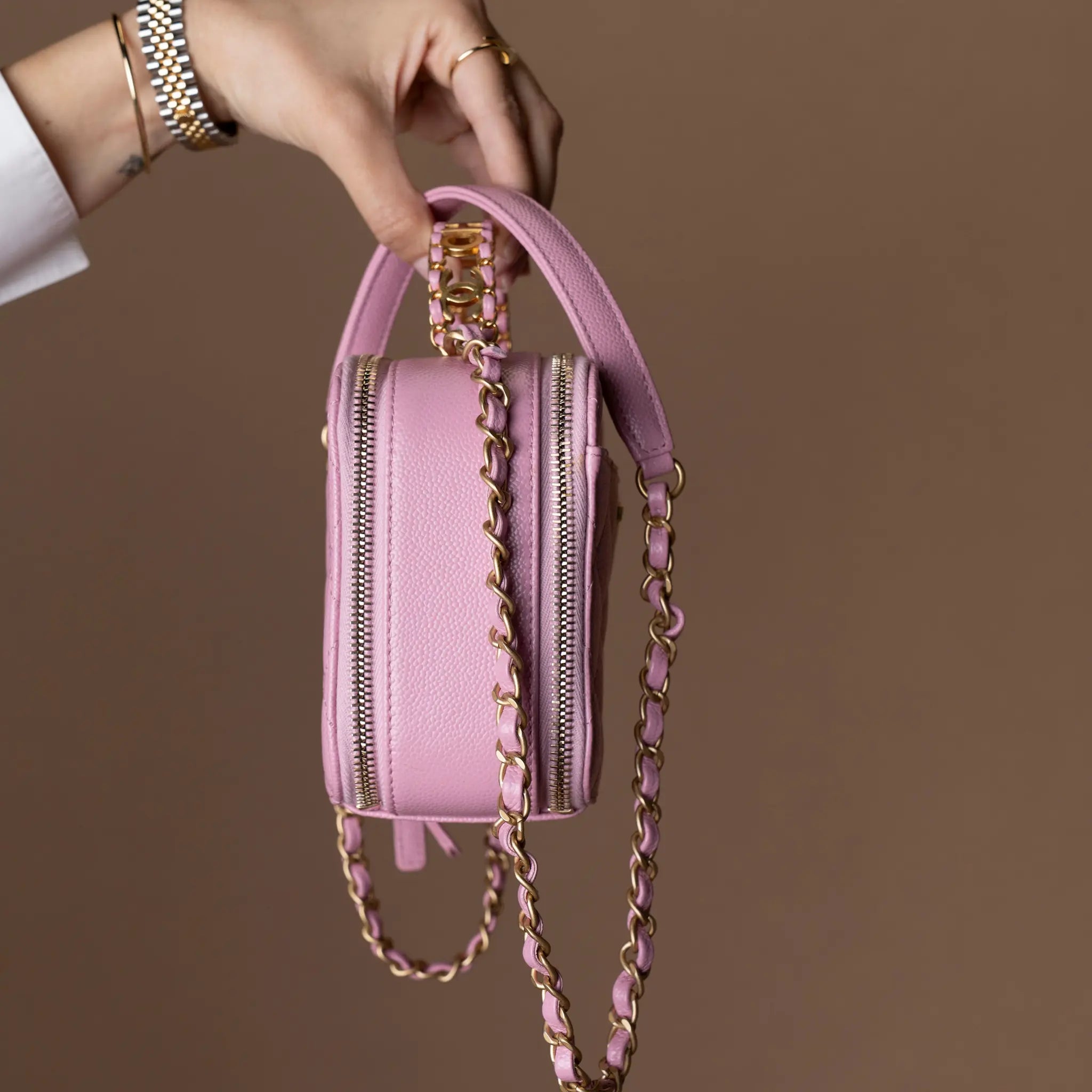 Chanel Small Quilted Caviar Pick Me Up Vanity Case — Close-up Detail