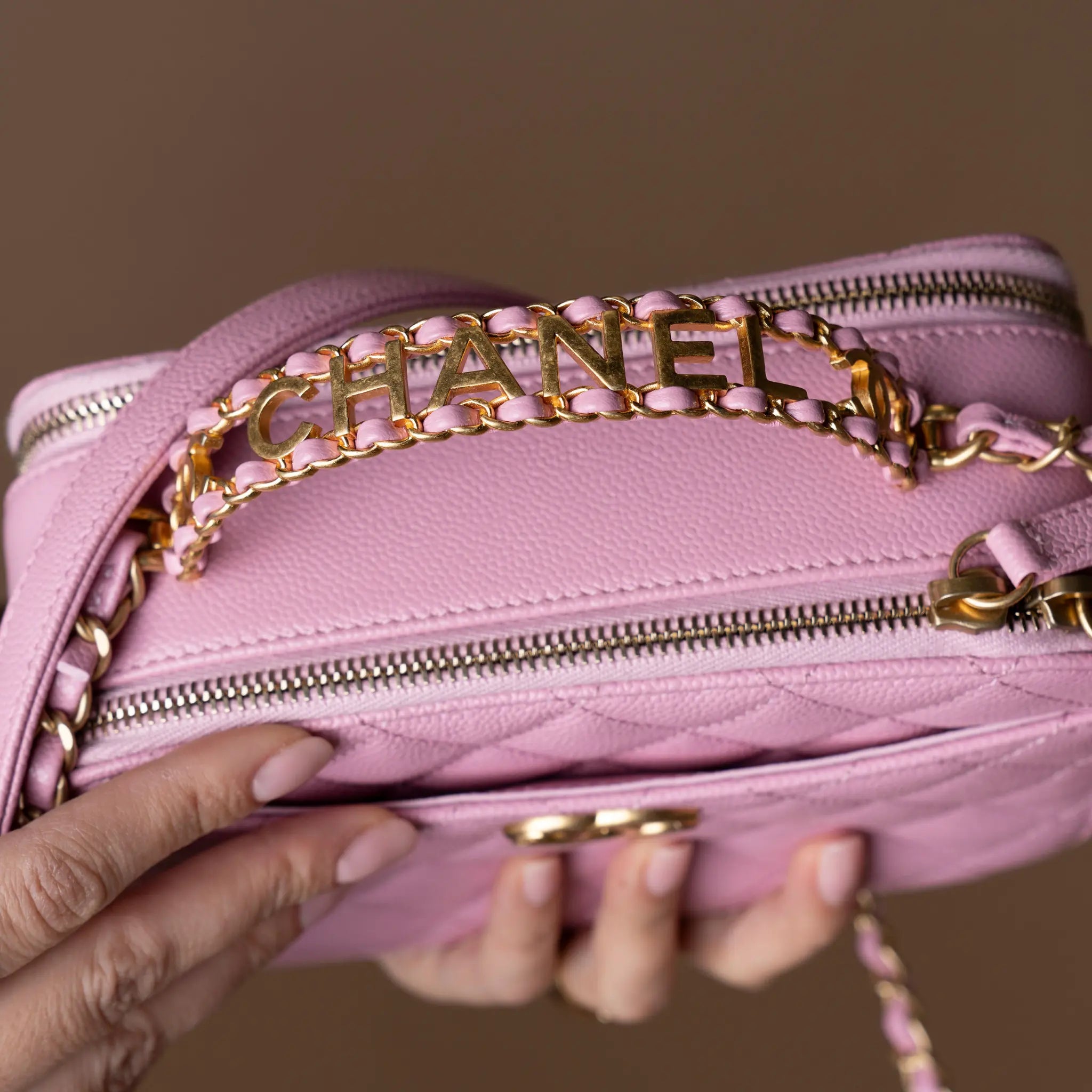 Chanel Small Quilted Caviar Pick Me Up Vanity Case — Detail View