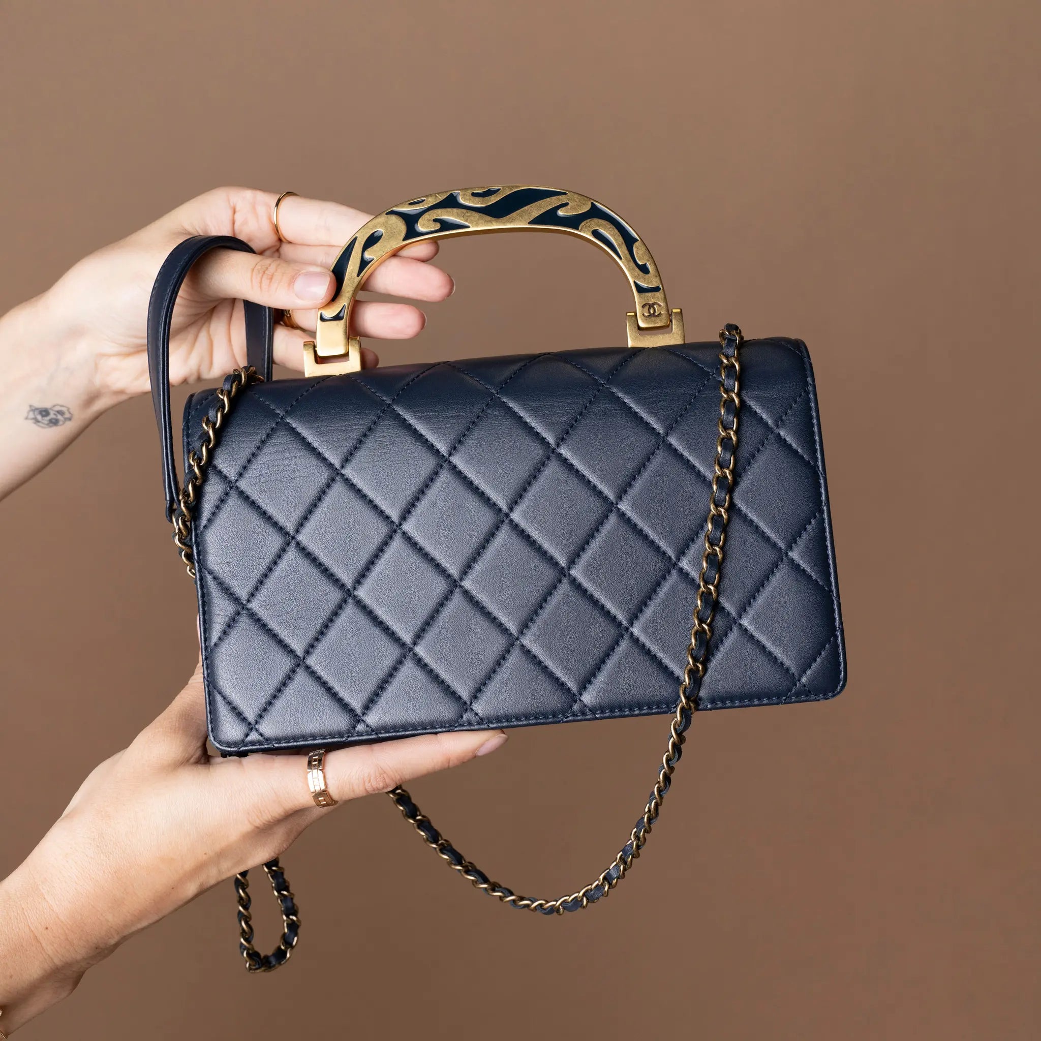 Chanel Small Quilted Lambskin Art Nouvelle Flap — Side Profile