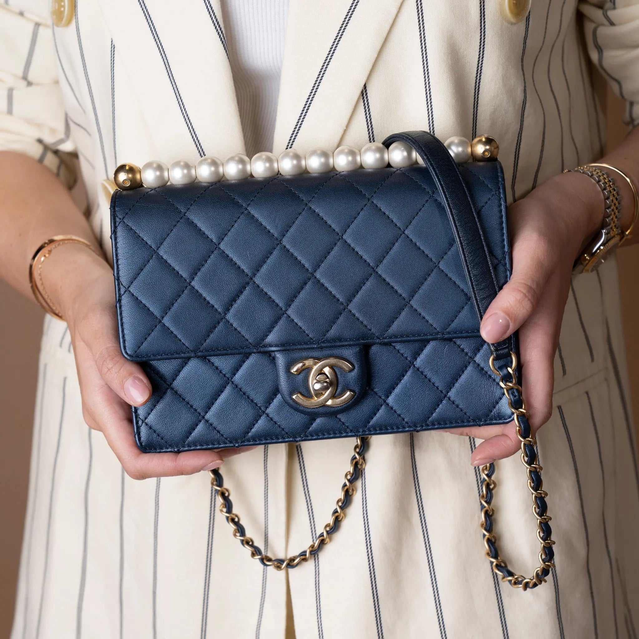 Chanel Small Quilted Lambskin Chic Pearls Flap — Additional View