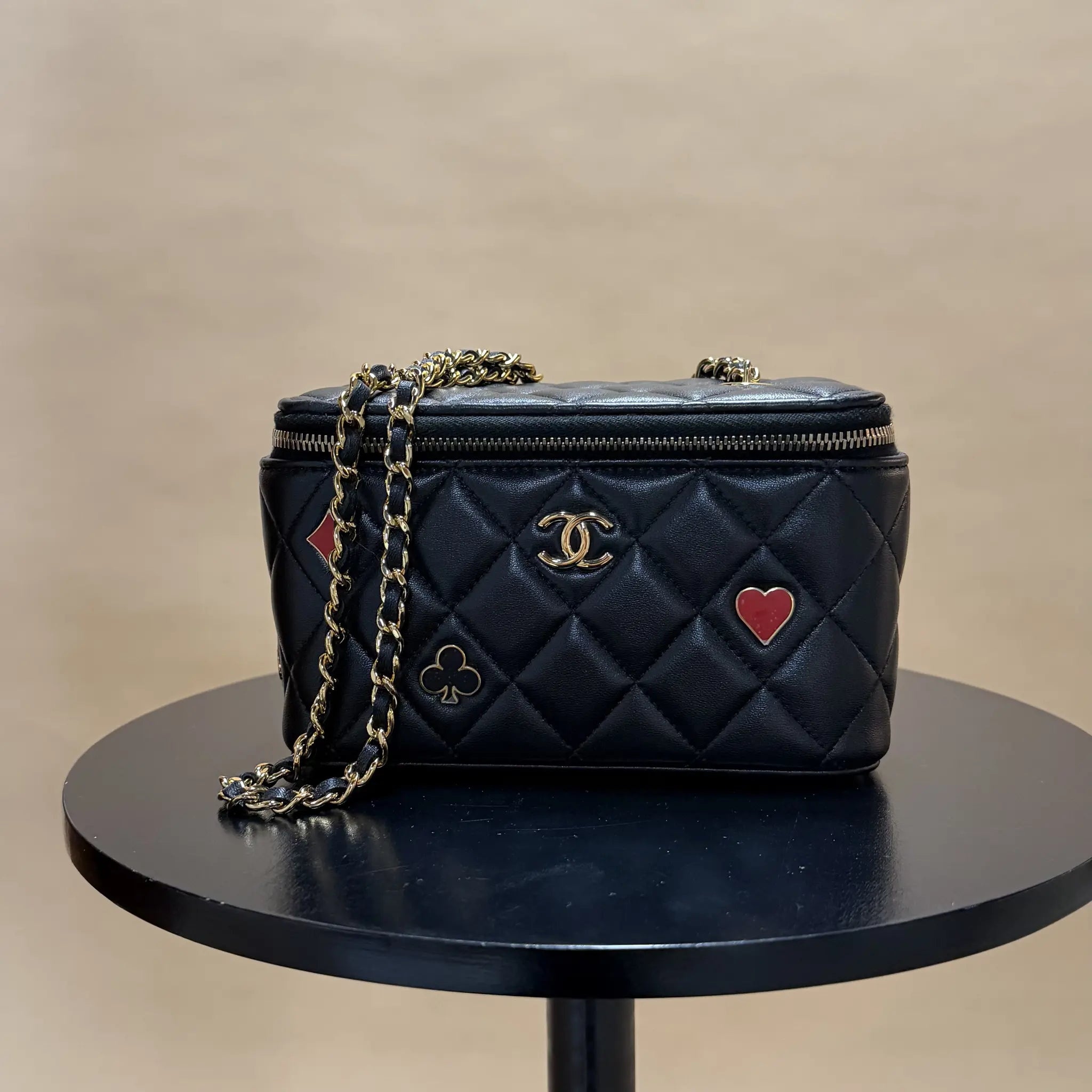 Chanel Small Quilted Lambskin Coco Casino Vanity Case With Chain — Featured Image