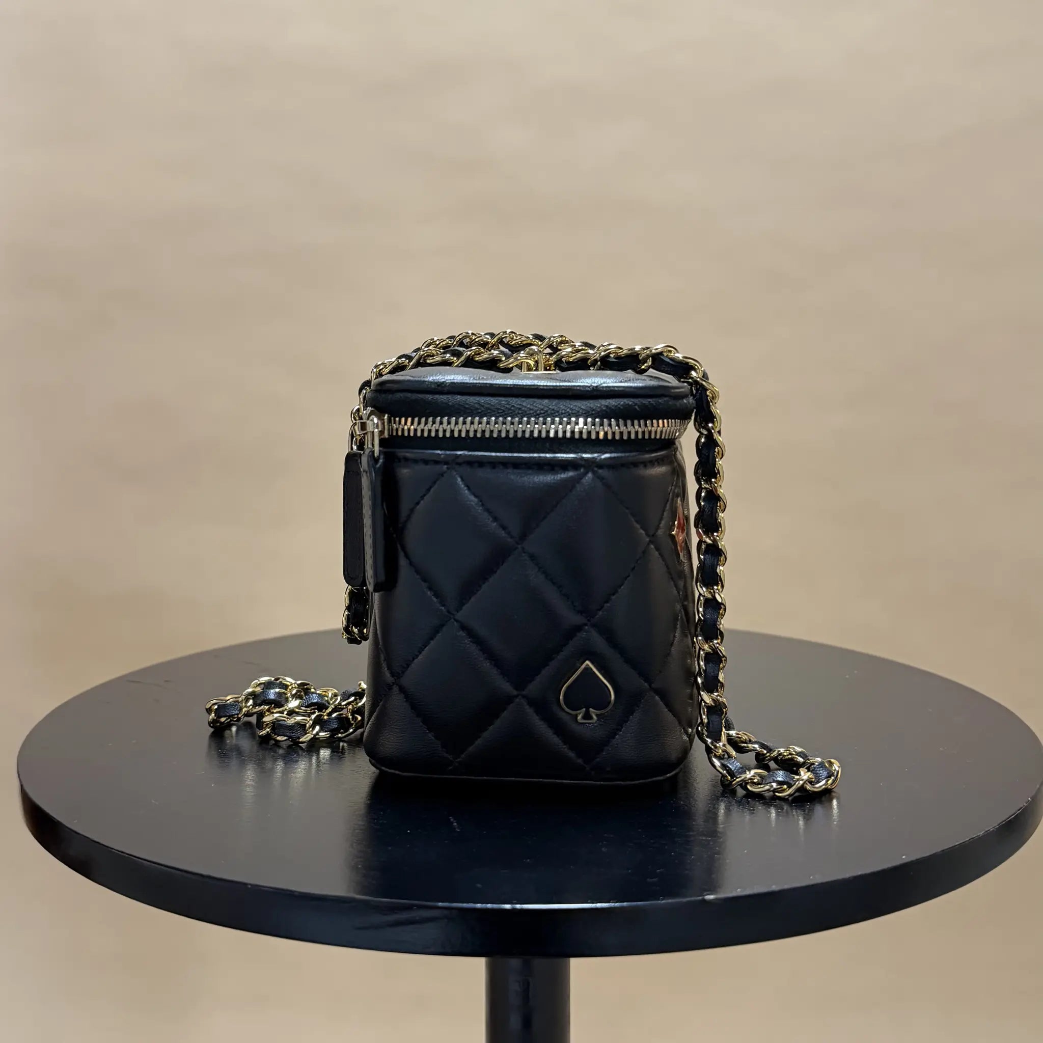 Chanel Small Quilted Lambskin Coco Casino Vanity Case With Chain — Front View