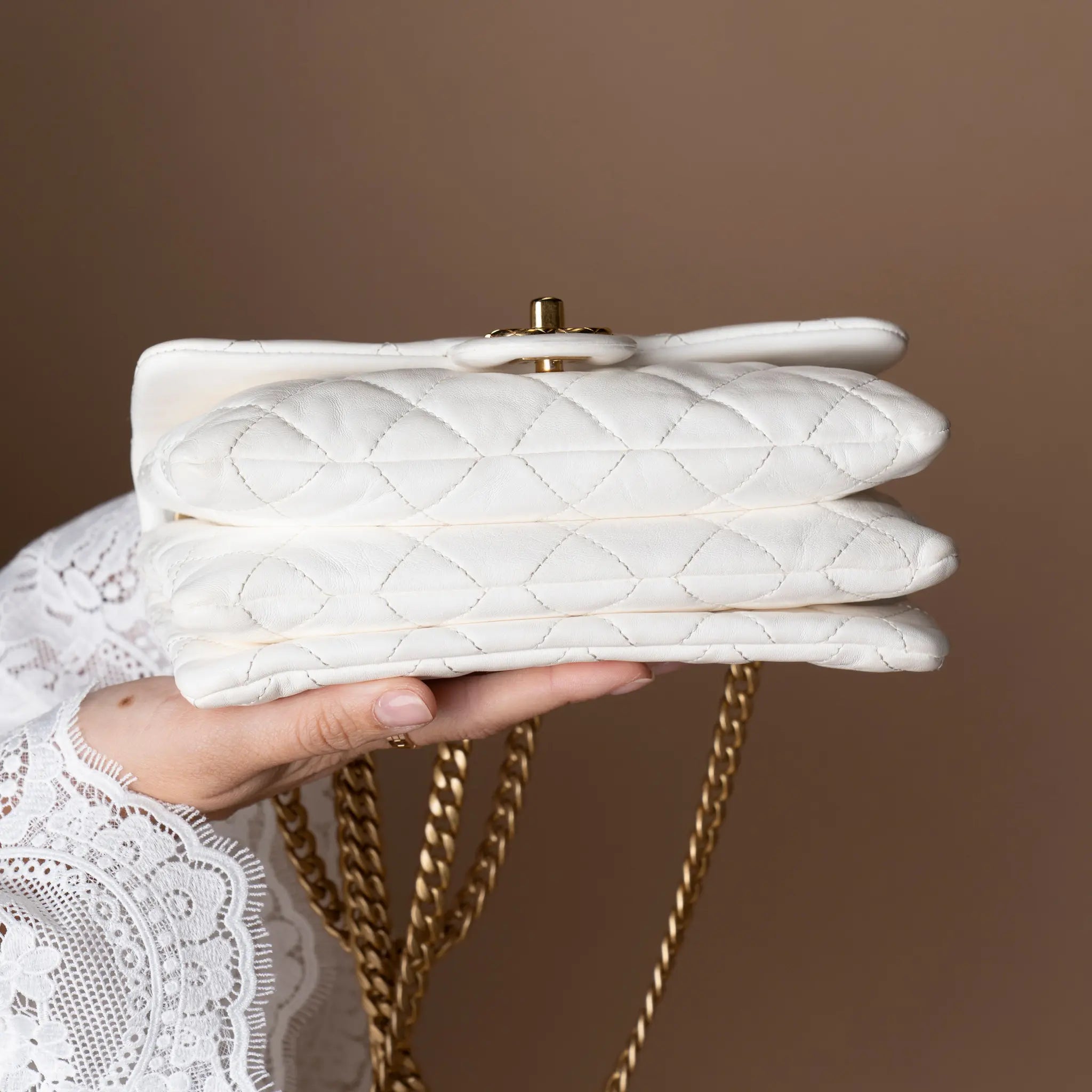 Chanel Small Quilted Lambskin Pillow Crush Flap — Close-up Detail