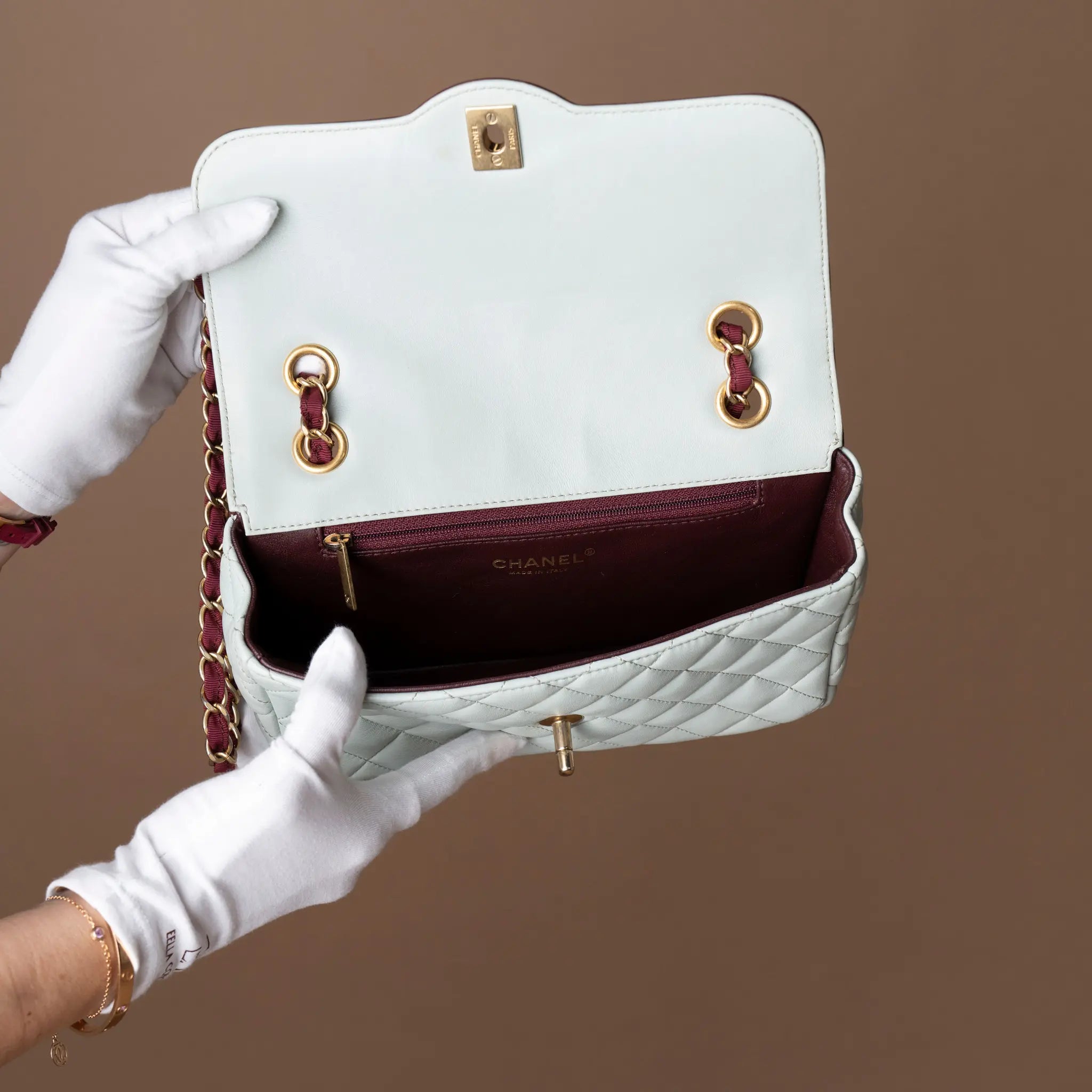 Chanel Small Quilted Lambskin Two Tone Day Flap — Back View