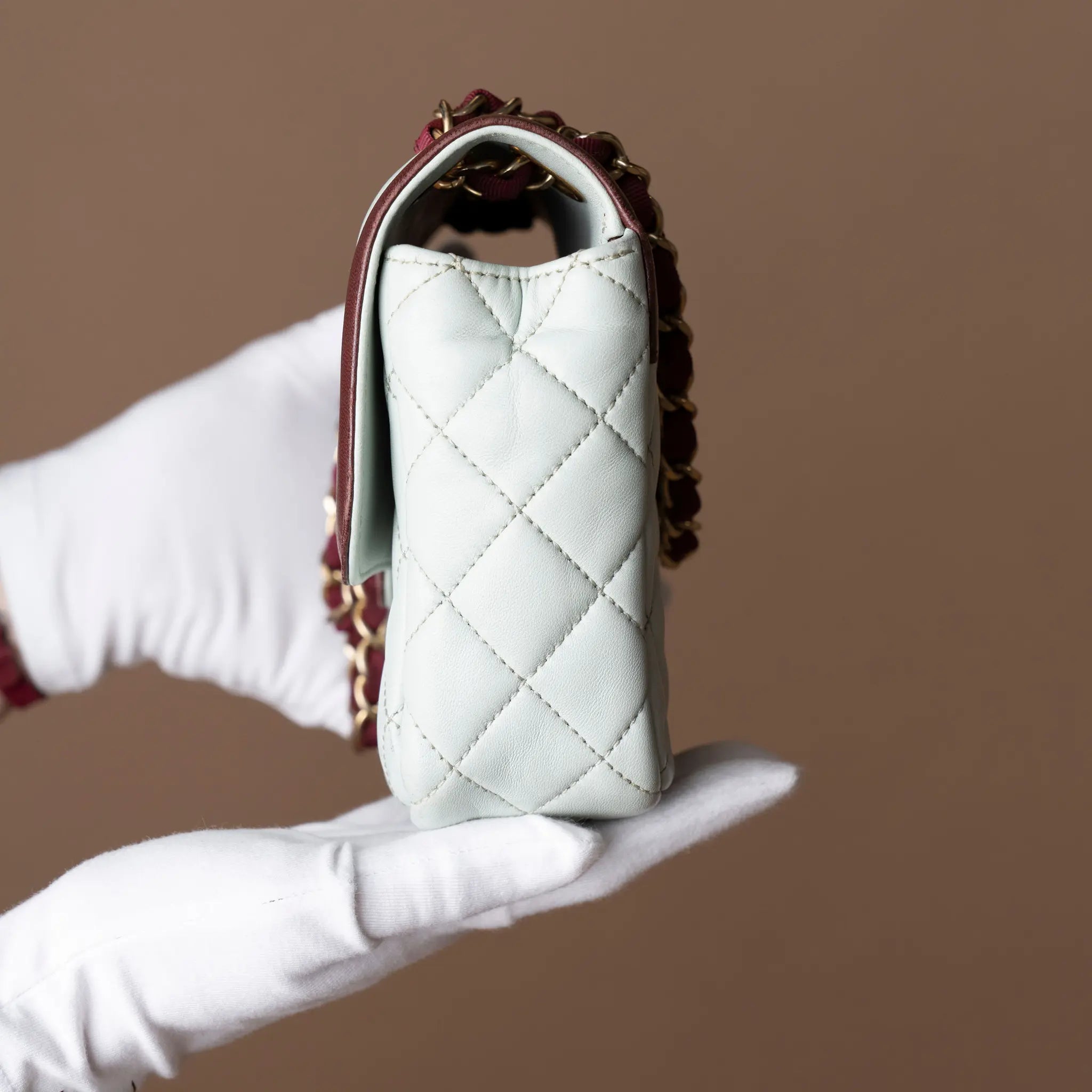 Chanel Small Quilted Lambskin Two Tone Day Flap — Detail View
