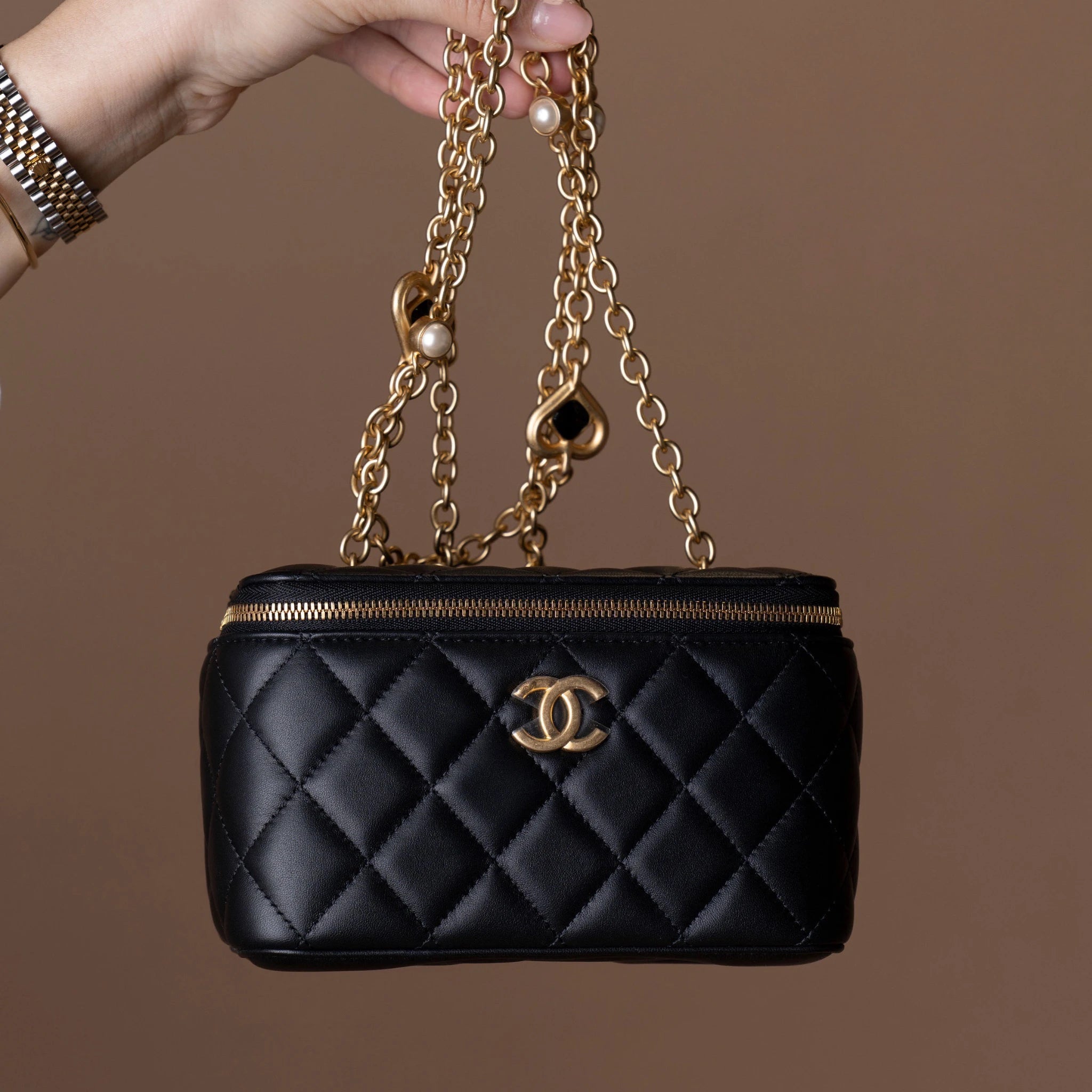 Chanel Small Quilted Lambskin Vanity Case with Chain