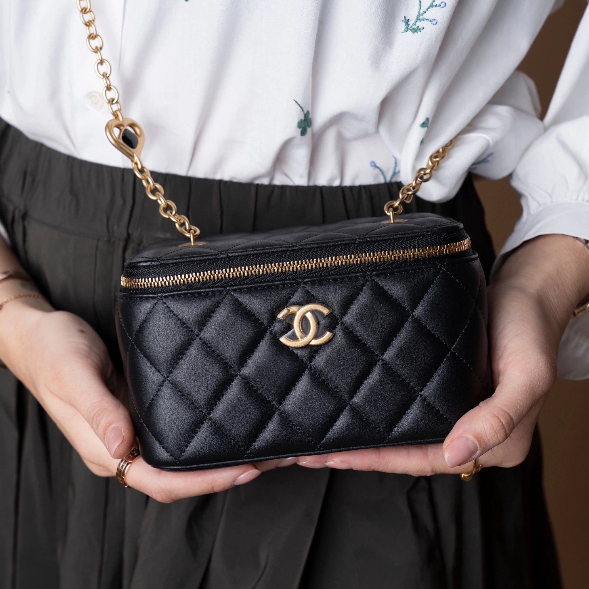 Chanel Small Quilted Lambskin Vanity Case with Chain