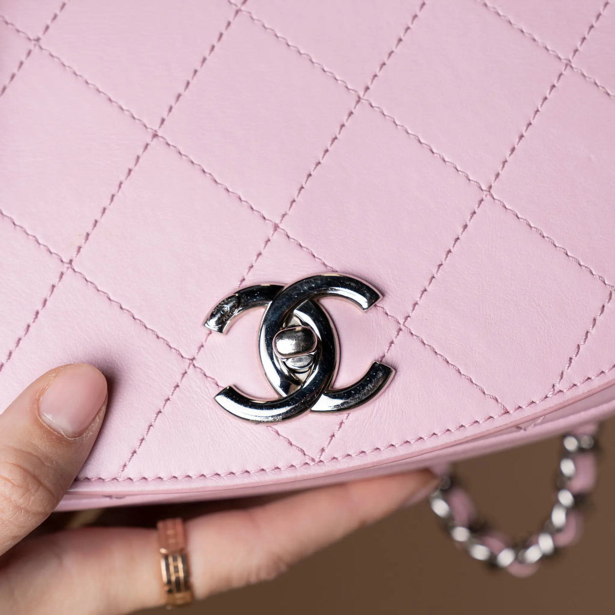 Chanel Small Stitched Calfskin Ring My Bag Flap — Back View