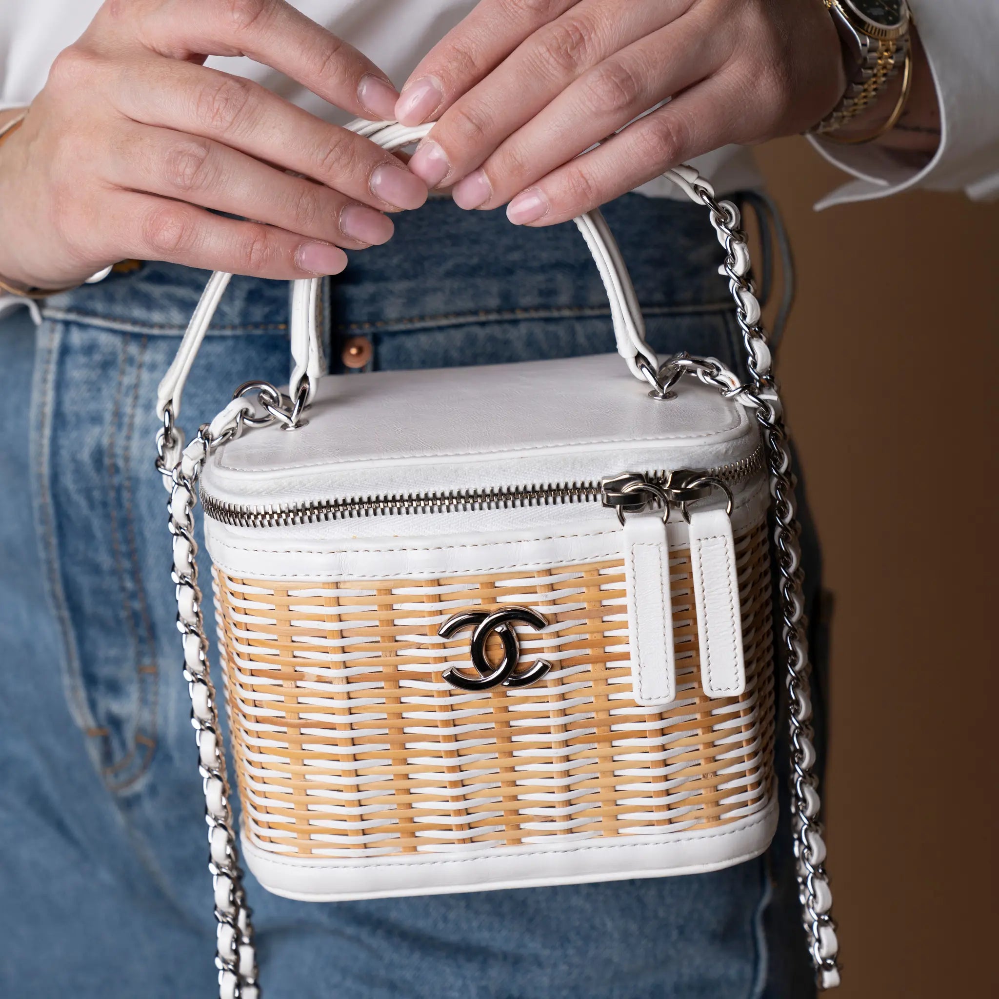Chanel Take Away Wicker Vanity Case — Close-up Detail