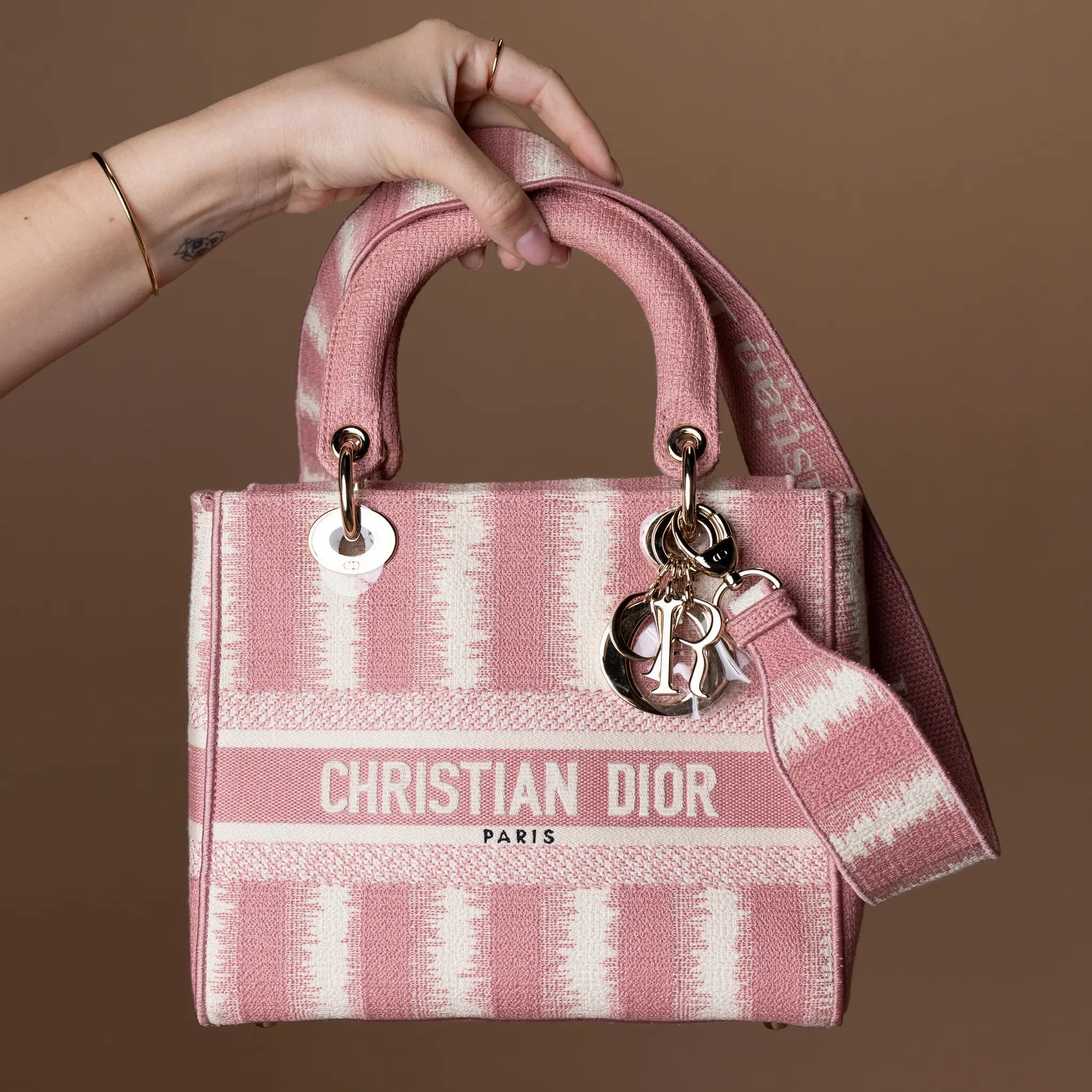 Dior Medium Embroidered Canvas D Stripes Lady D Lite