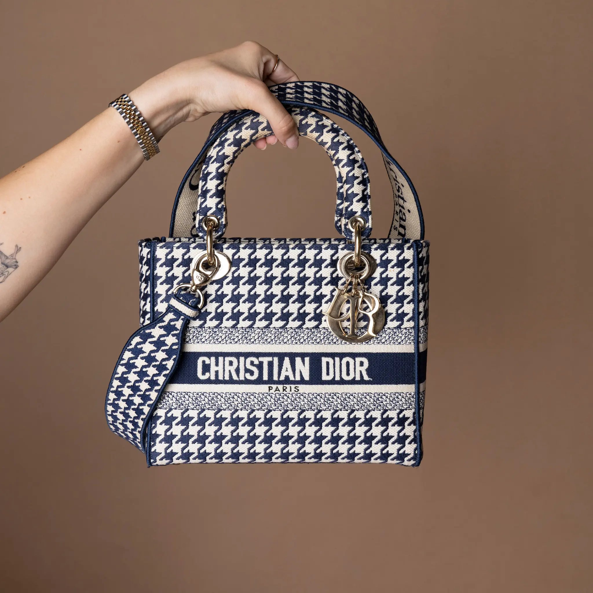 Dior Medium Embroidered Canvas Houndstooth Lady Dior — Featured Image