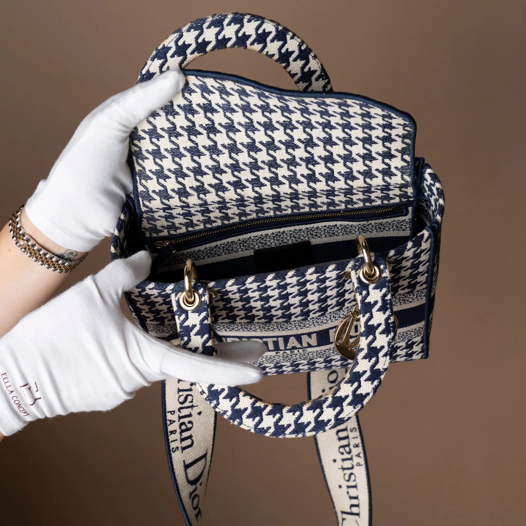 Dior Medium Embroidered Canvas Houndstooth Lady Dior — Side Profile