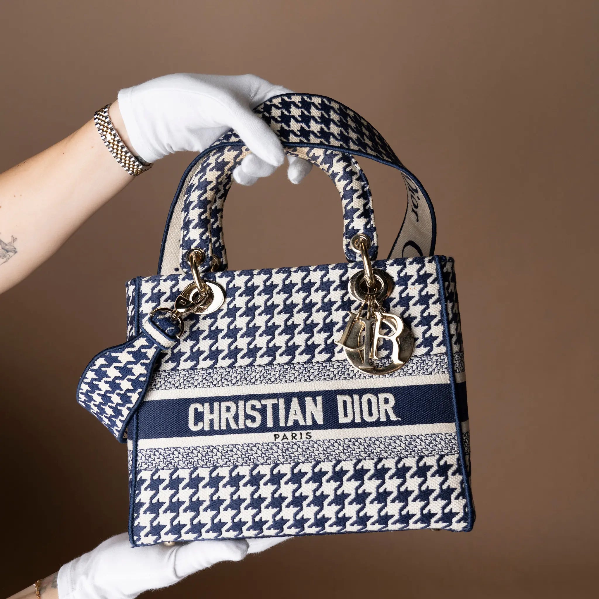 Dior Medium Embroidered Canvas Houndstooth Lady Dior — Interior Detail