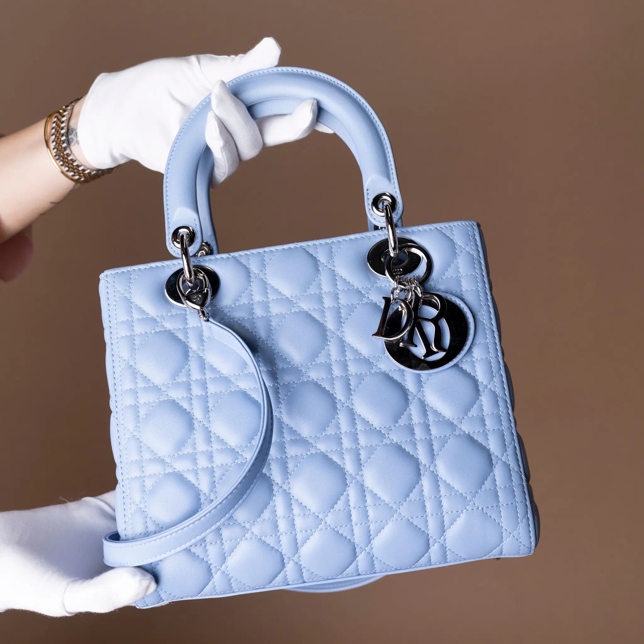 Dior Medium Lambskin Cannage Lady Dior — Front View