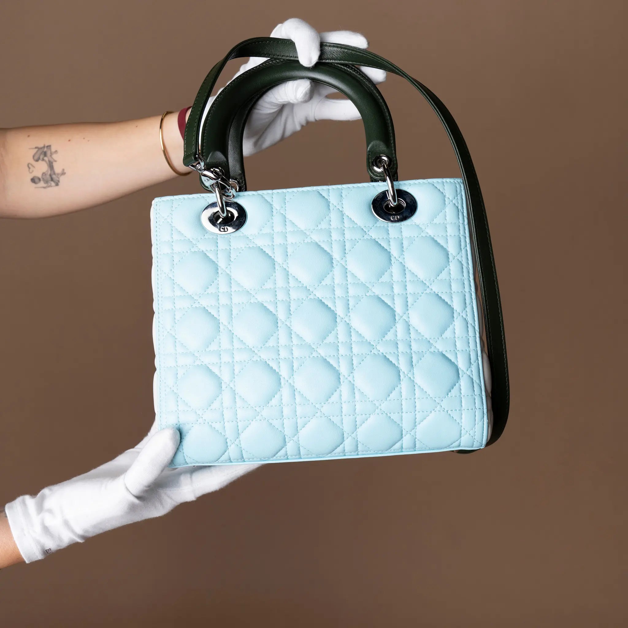 Dior Medium Tricolor Lambskin Cannage Lady Dior — Back View