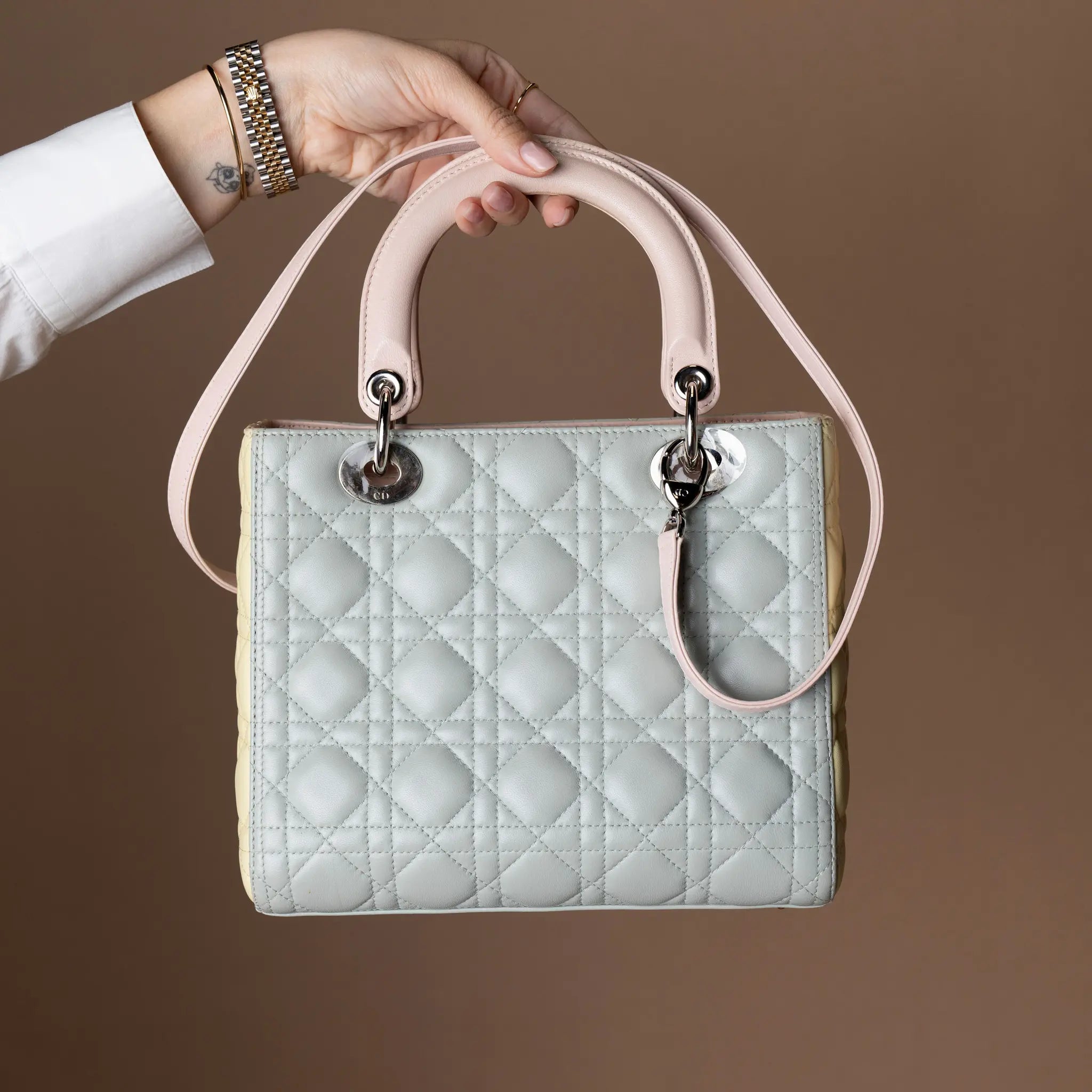 Dior Medium Tricolor Lambskin Cannage Lady Dior — Interior Detail