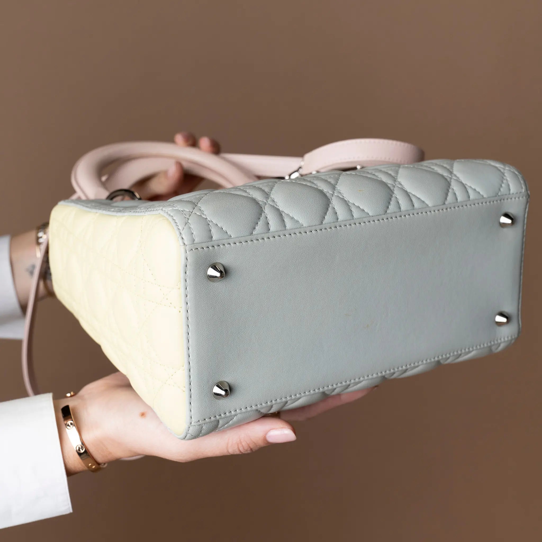 Dior Medium Tricolor Lambskin Cannage Lady Dior — Close-up Detail
