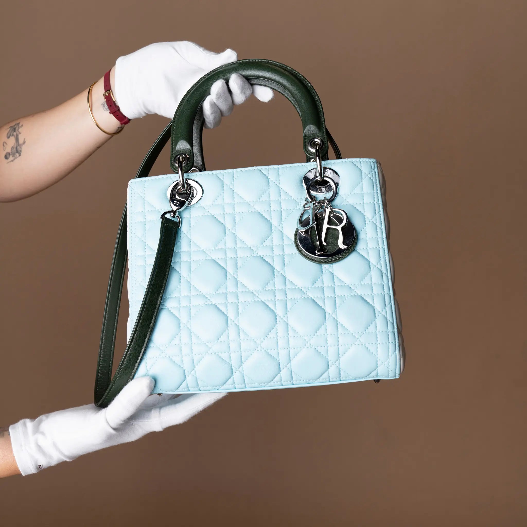 Dior Medium Tricolor Lambskin Cannage Lady Dior — Detail View