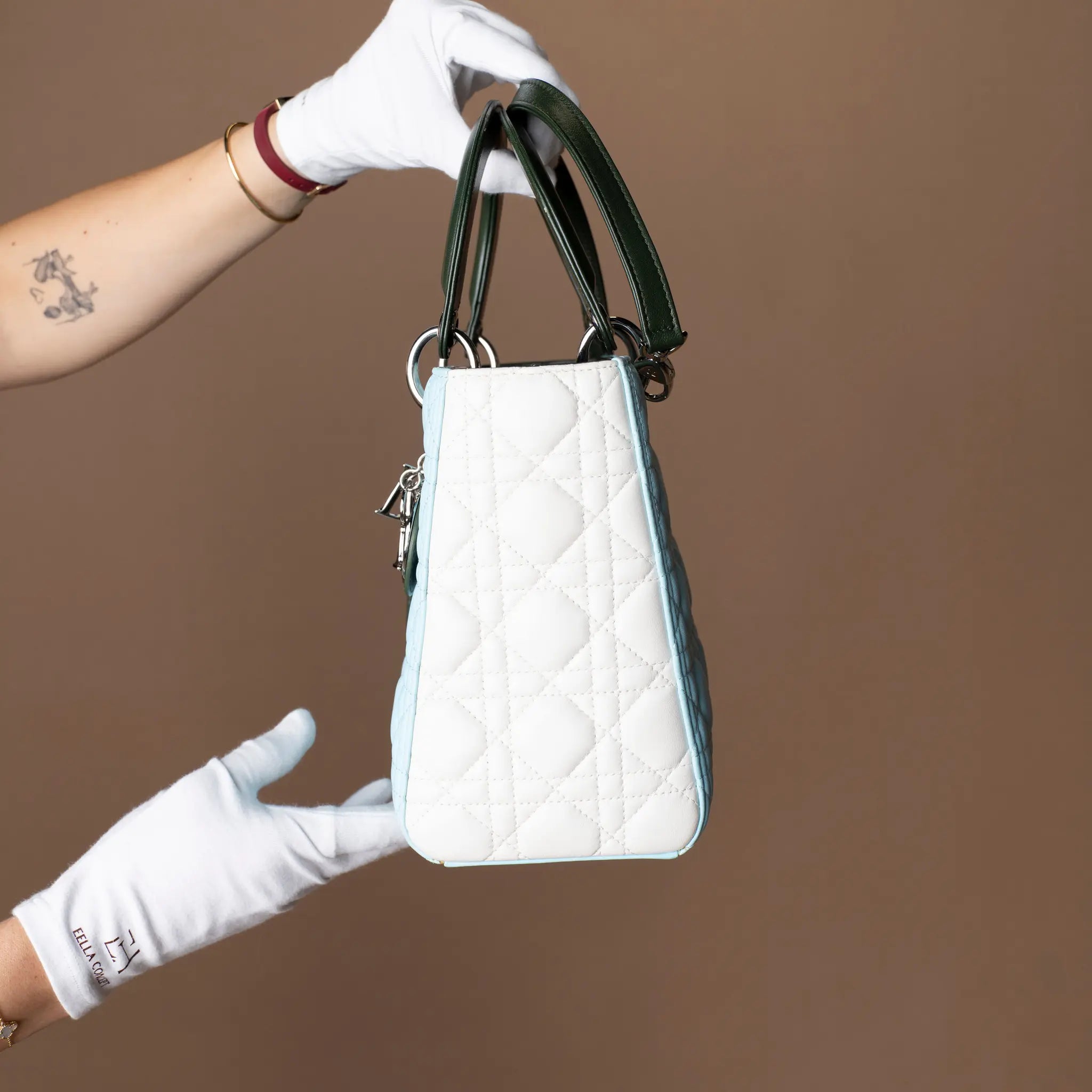 Dior Medium Tricolor Lambskin Cannage Lady Dior — Detail View