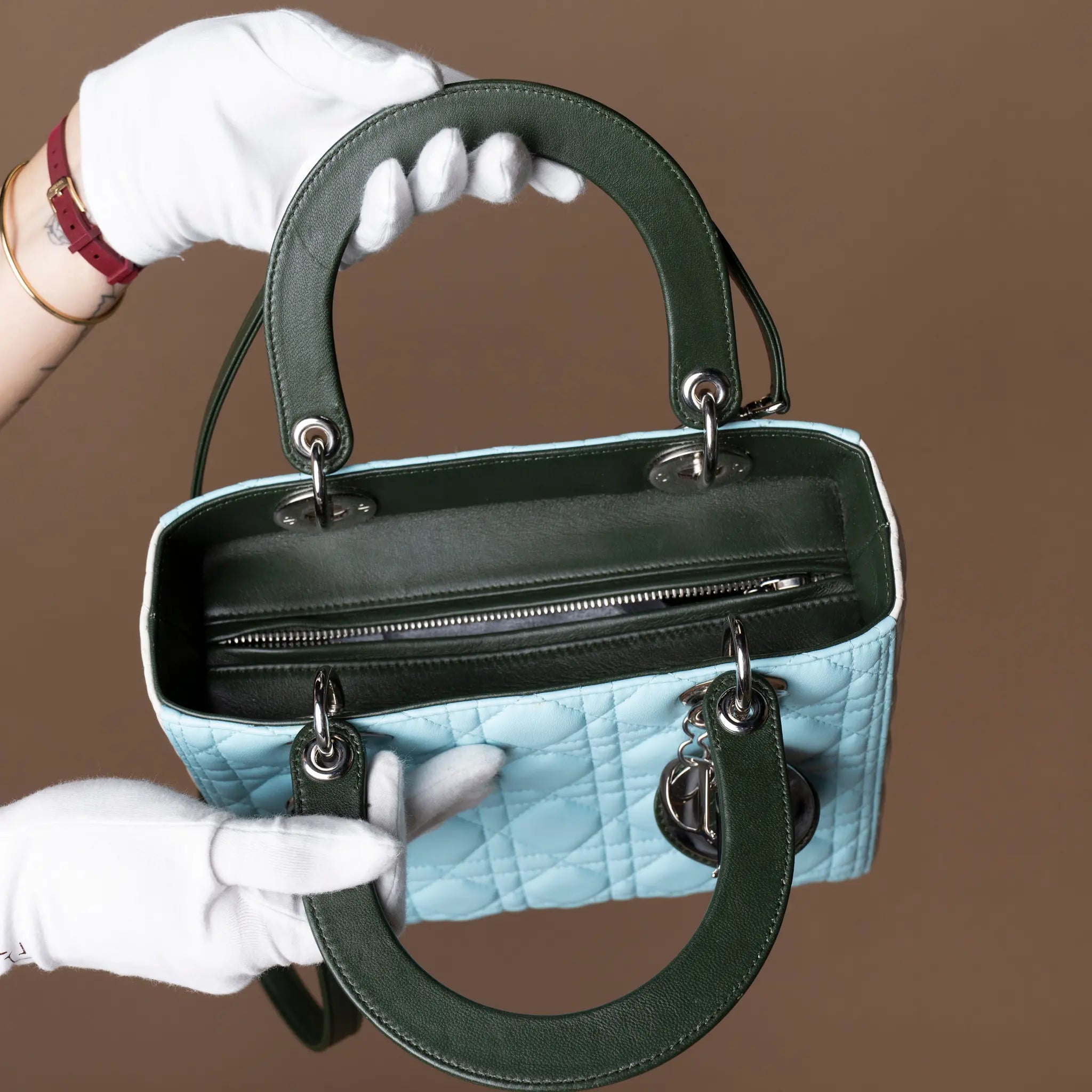 Dior Medium Tricolor Lambskin Cannage Lady Dior — Detail View