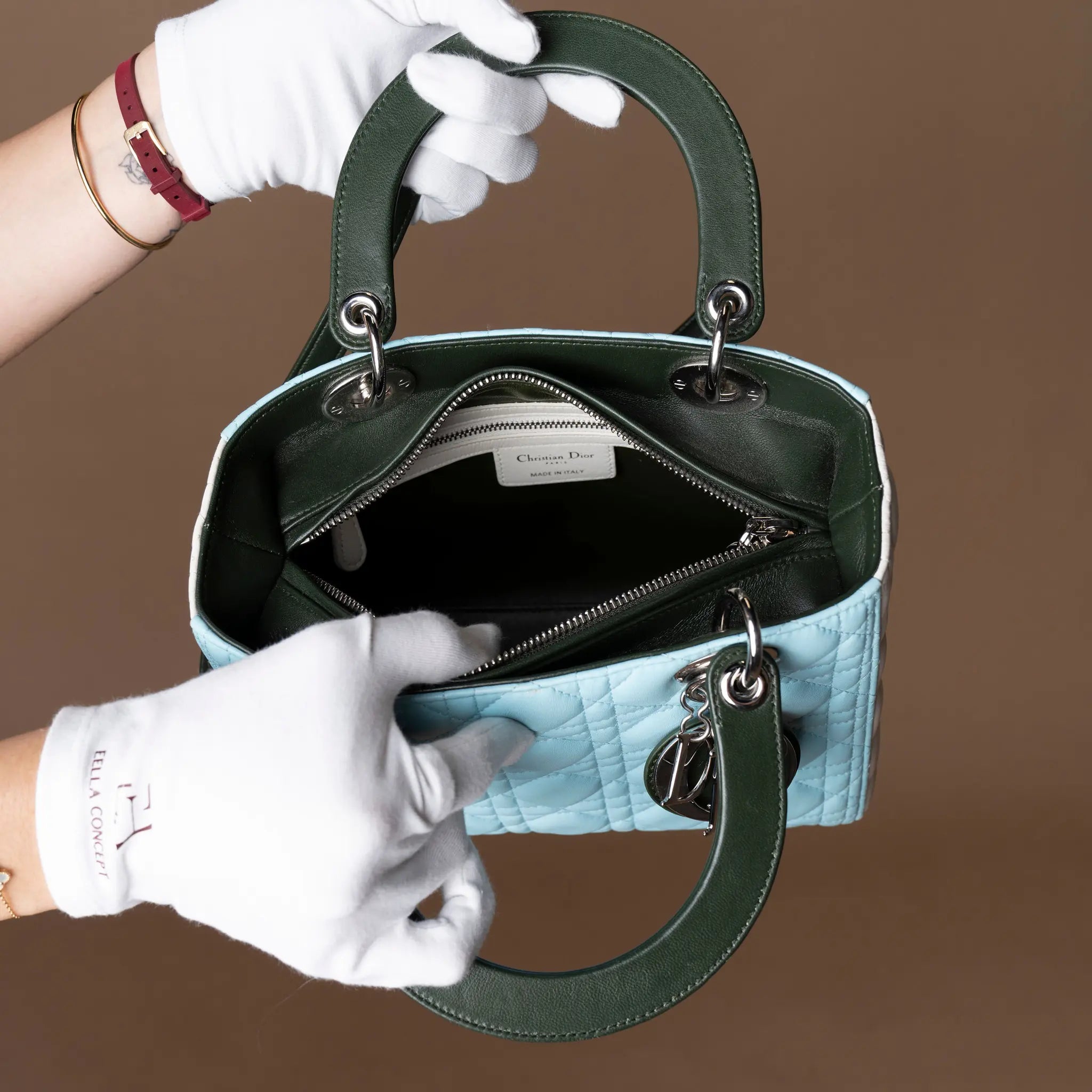 Dior Medium Tricolor Lambskin Cannage Lady Dior — Detail View