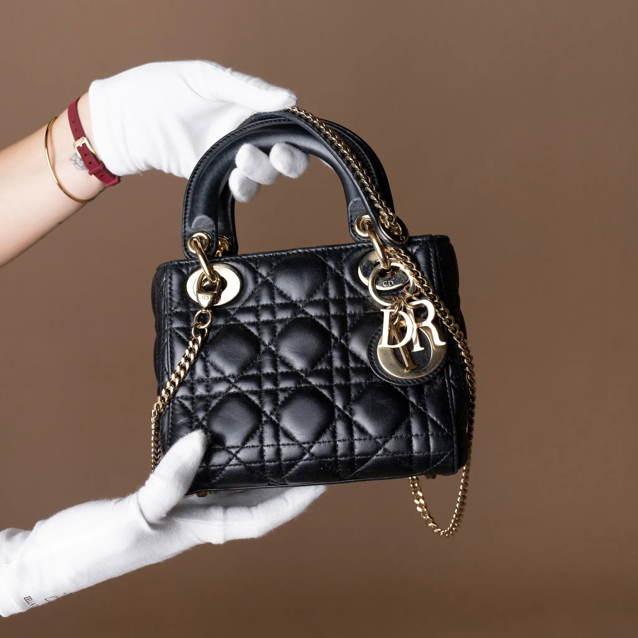 Dior Mini Lambskin Cannage Lady Dior — Back View