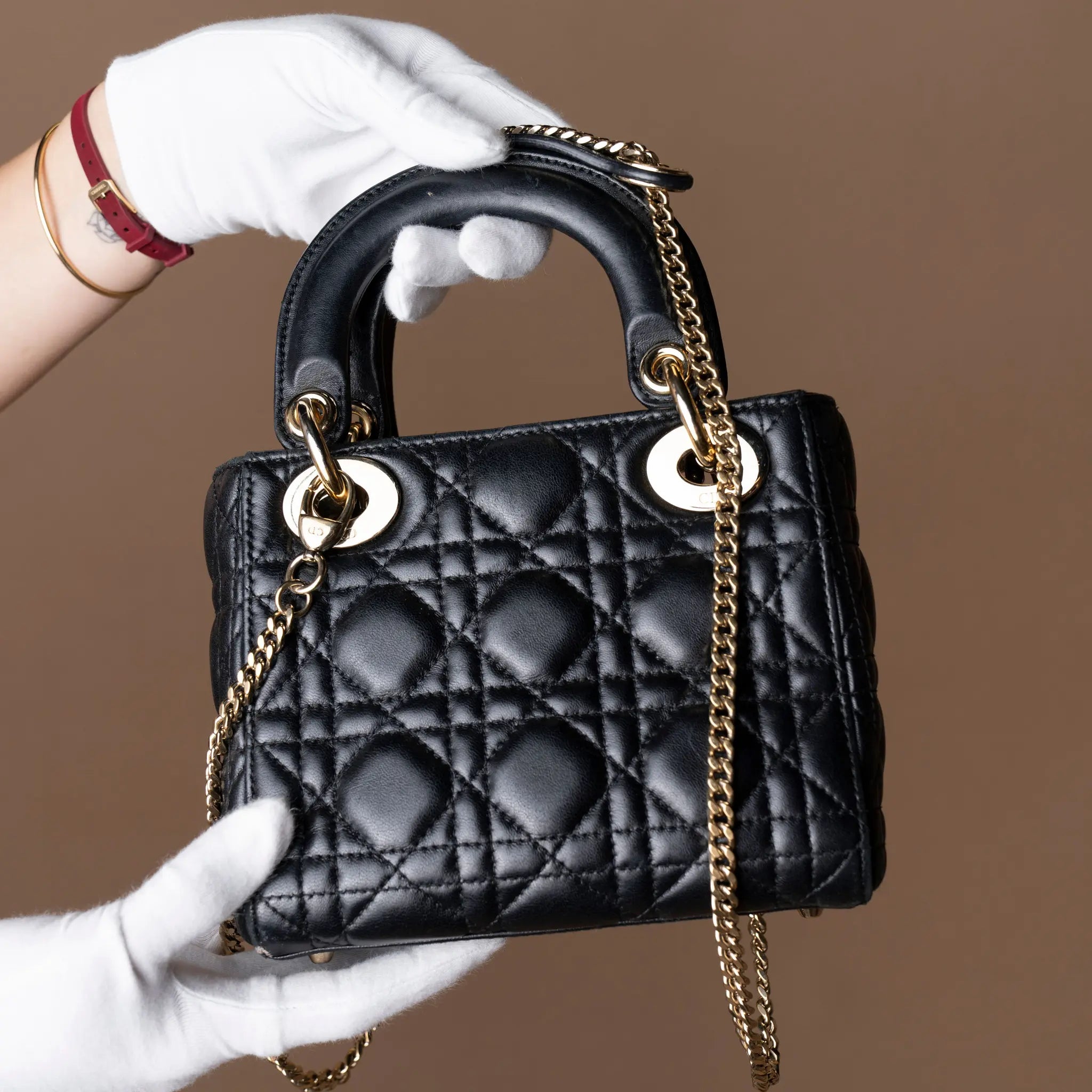 Dior Mini Lambskin Cannage Lady Dior — Side Profile