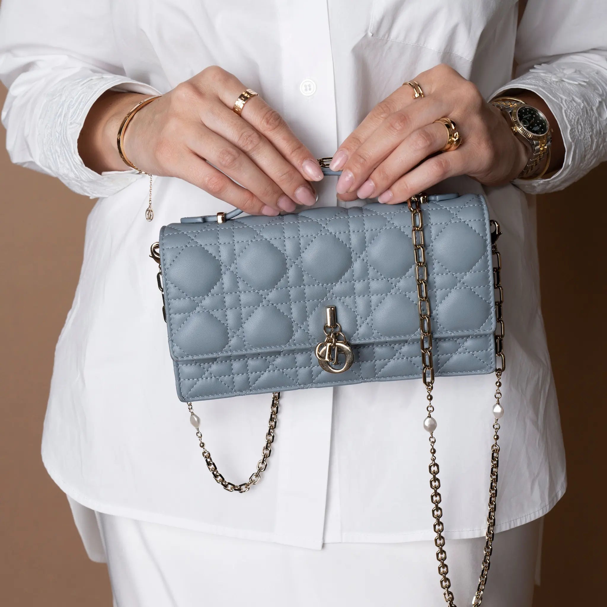 Dior Mini Lambskin Cannage My Dior Satchel — Back View