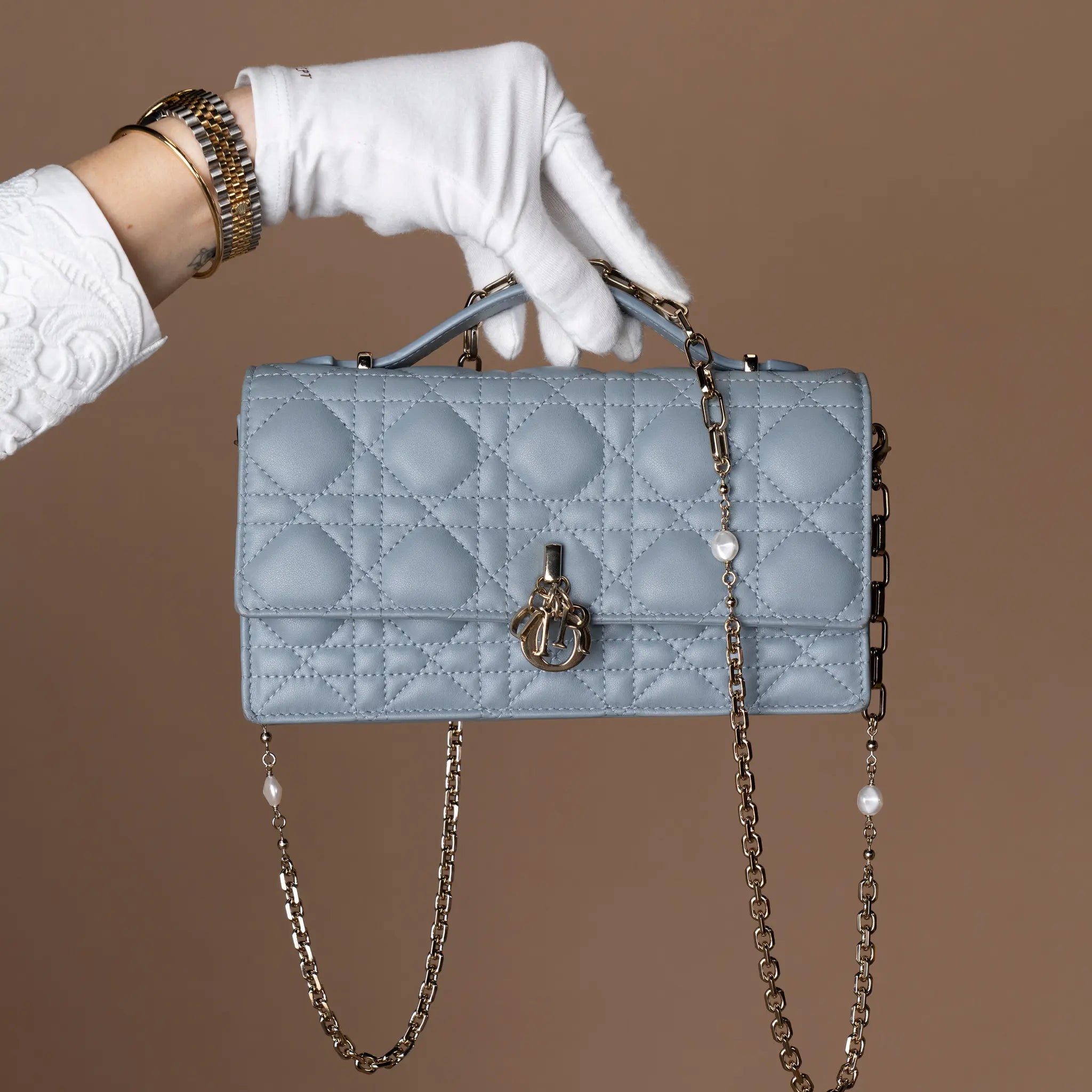 Dior Mini Lambskin Cannage My Dior Satchel — Side Profile