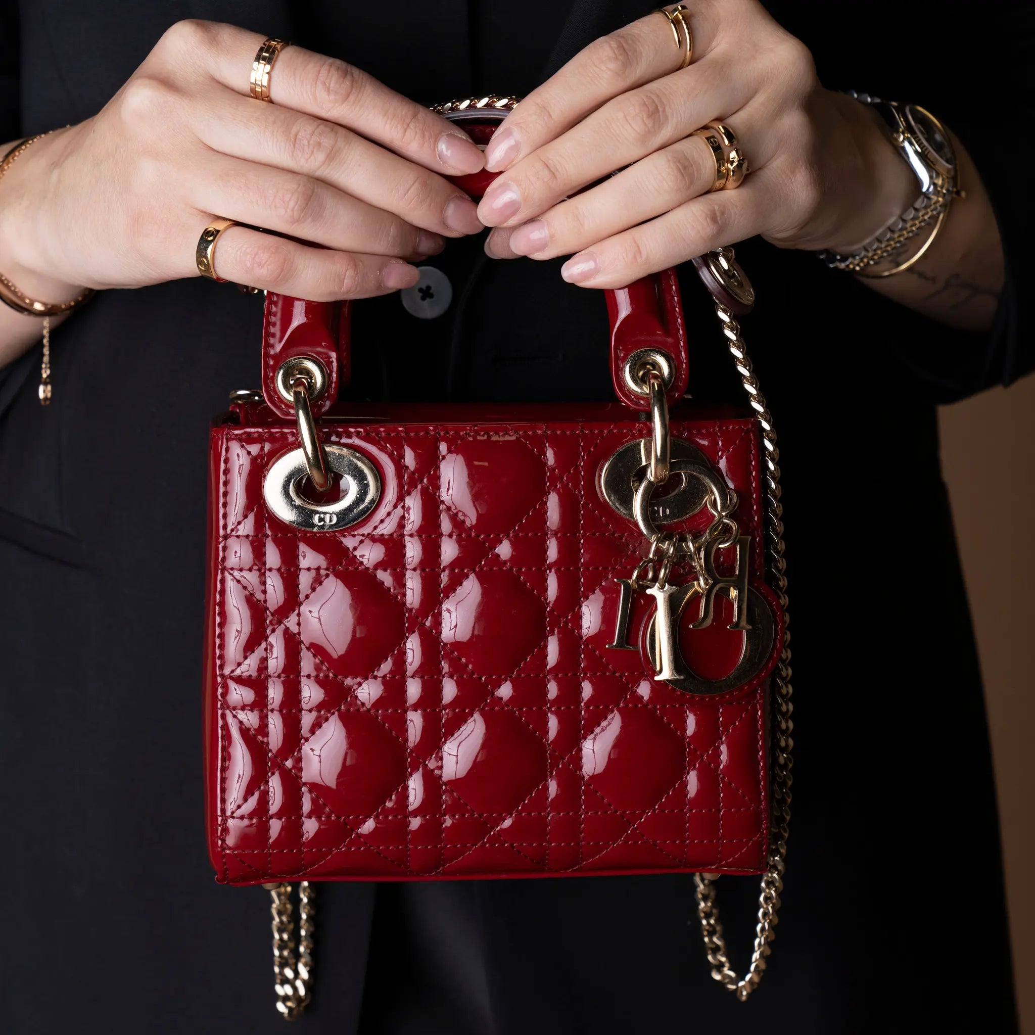 Dior Mini Patent Cannage Lady Dior