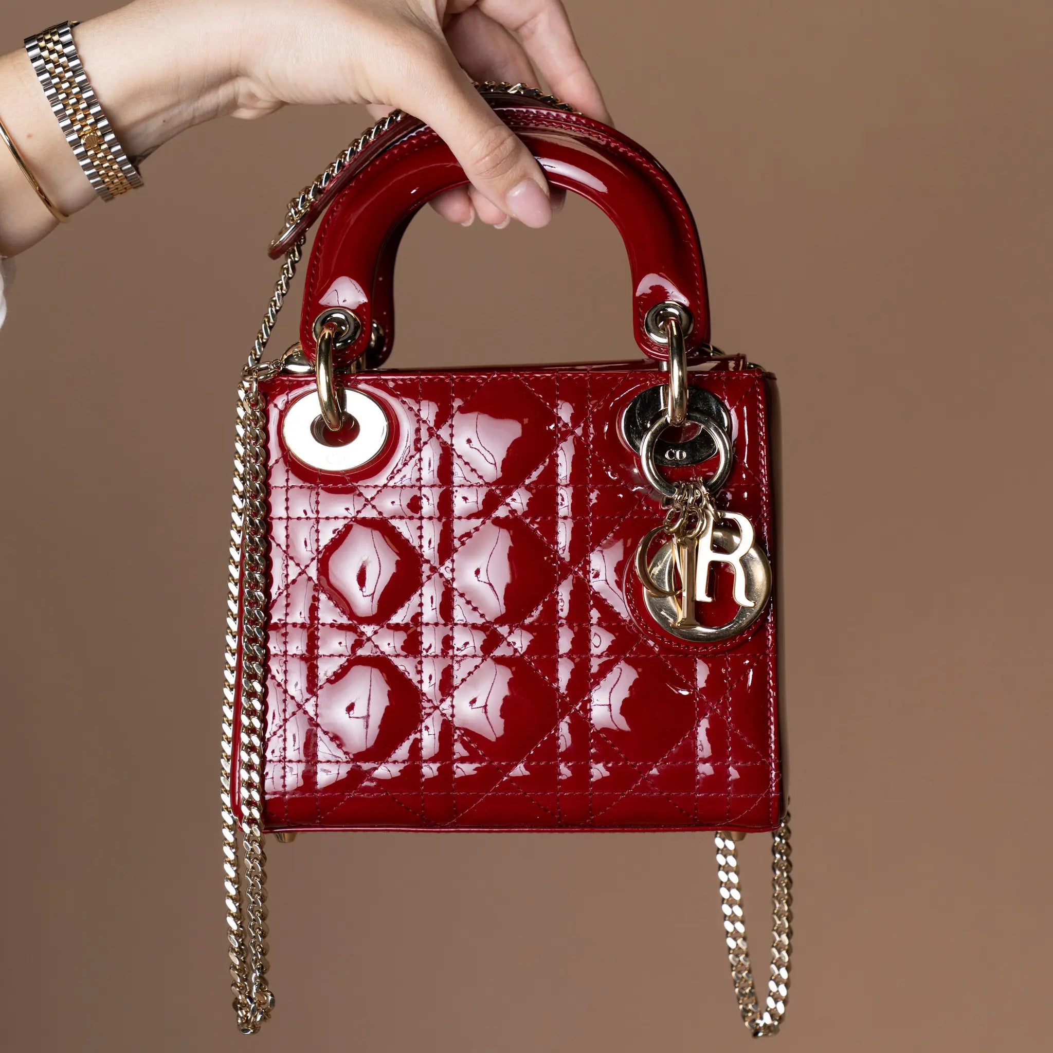 Dior Mini Patent Cannage Lady Dior — Detail View