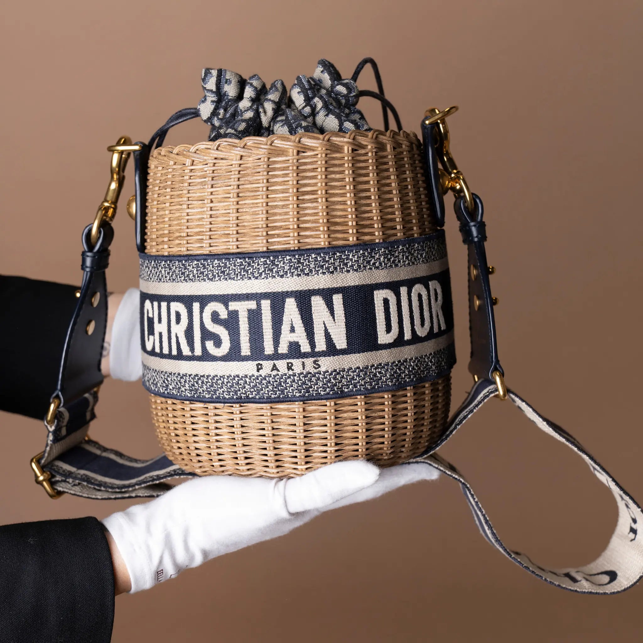 Dior Oblique Wicker Bucket Bag — Interior Detail