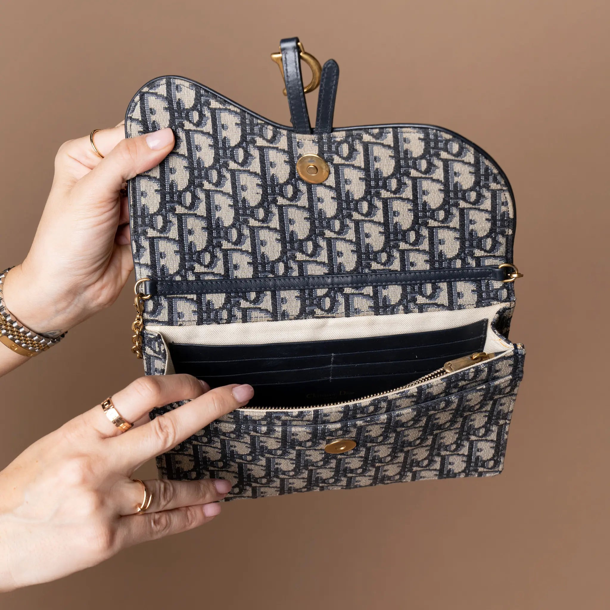 Dior Saddle Pouch With Chain — Front View