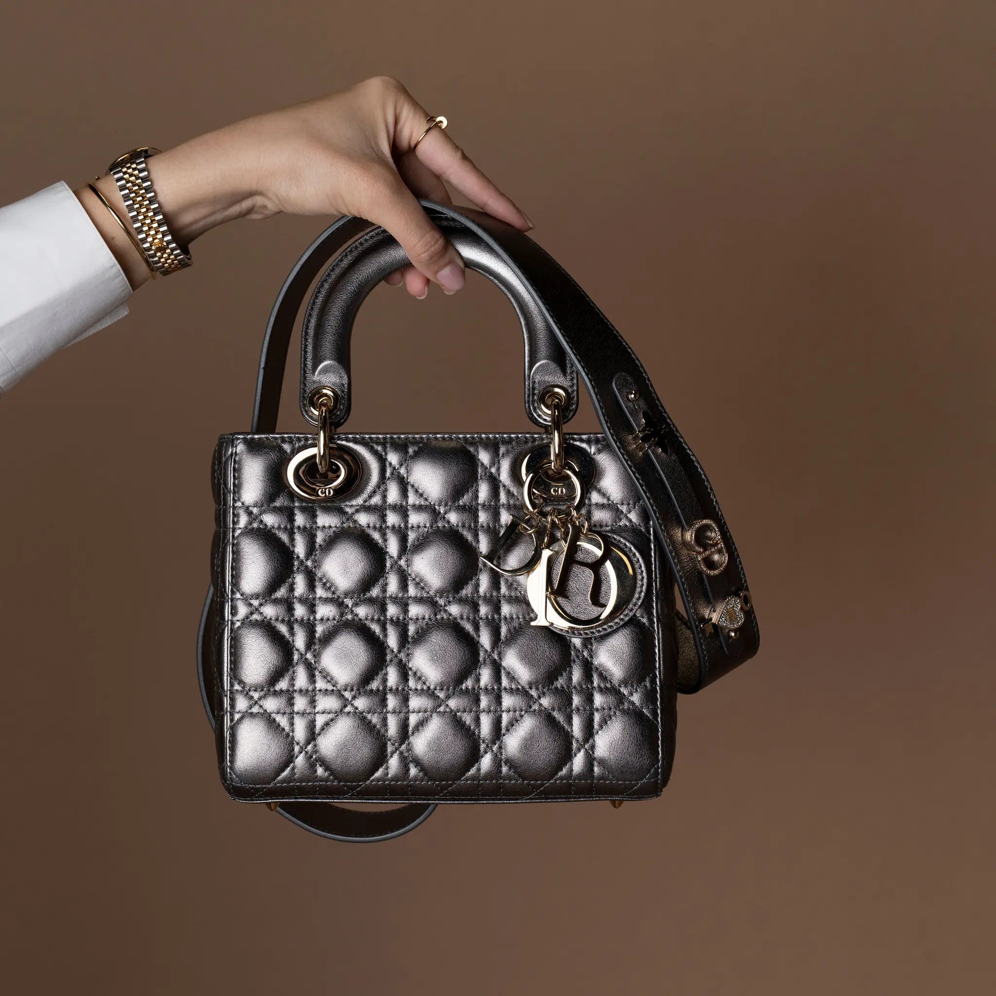 Dior Small Metallic Lambskin Cannage My ABCDior Lady Dior — Featured Image