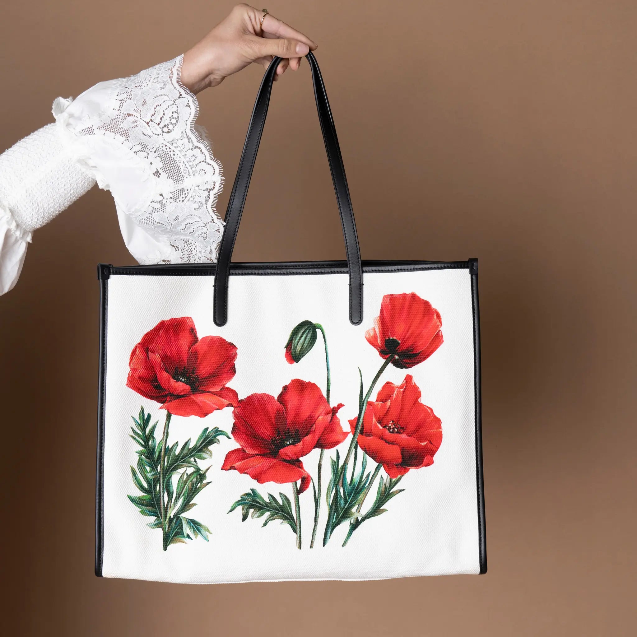 Dolce & Gabbana Canvas Floral Print Tote — Back View