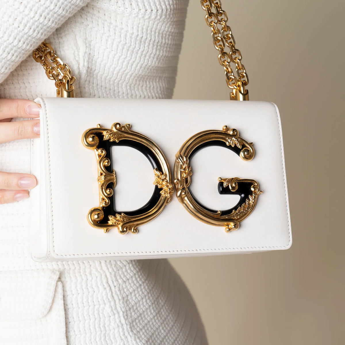 Dolce & Gabbana DG Girls Barroque Logo Shoulder Bag — Close-up Detail