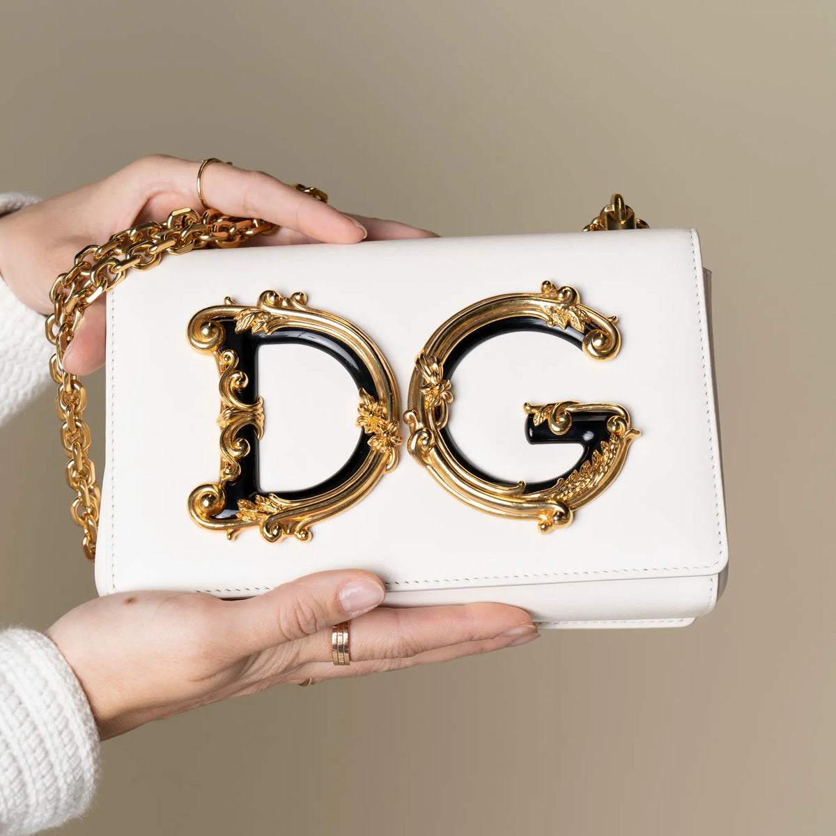 Dolce & Gabbana DG Girls Barroque Logo Shoulder Bag — Detail View