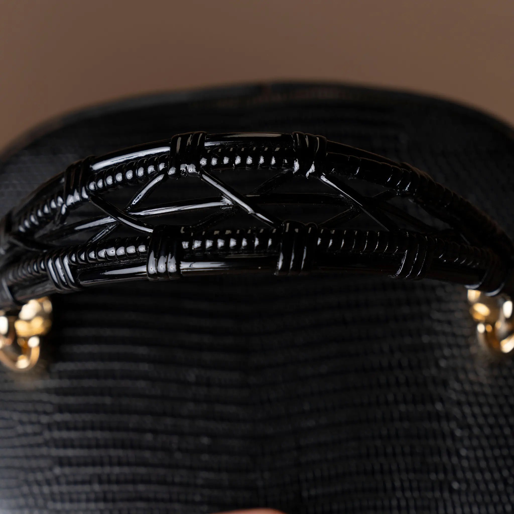 Dolce & Gabbana Floral Embroidered Raffia and Lizard Embossed Calfskin DG Girls Vanity Bag — Detail View