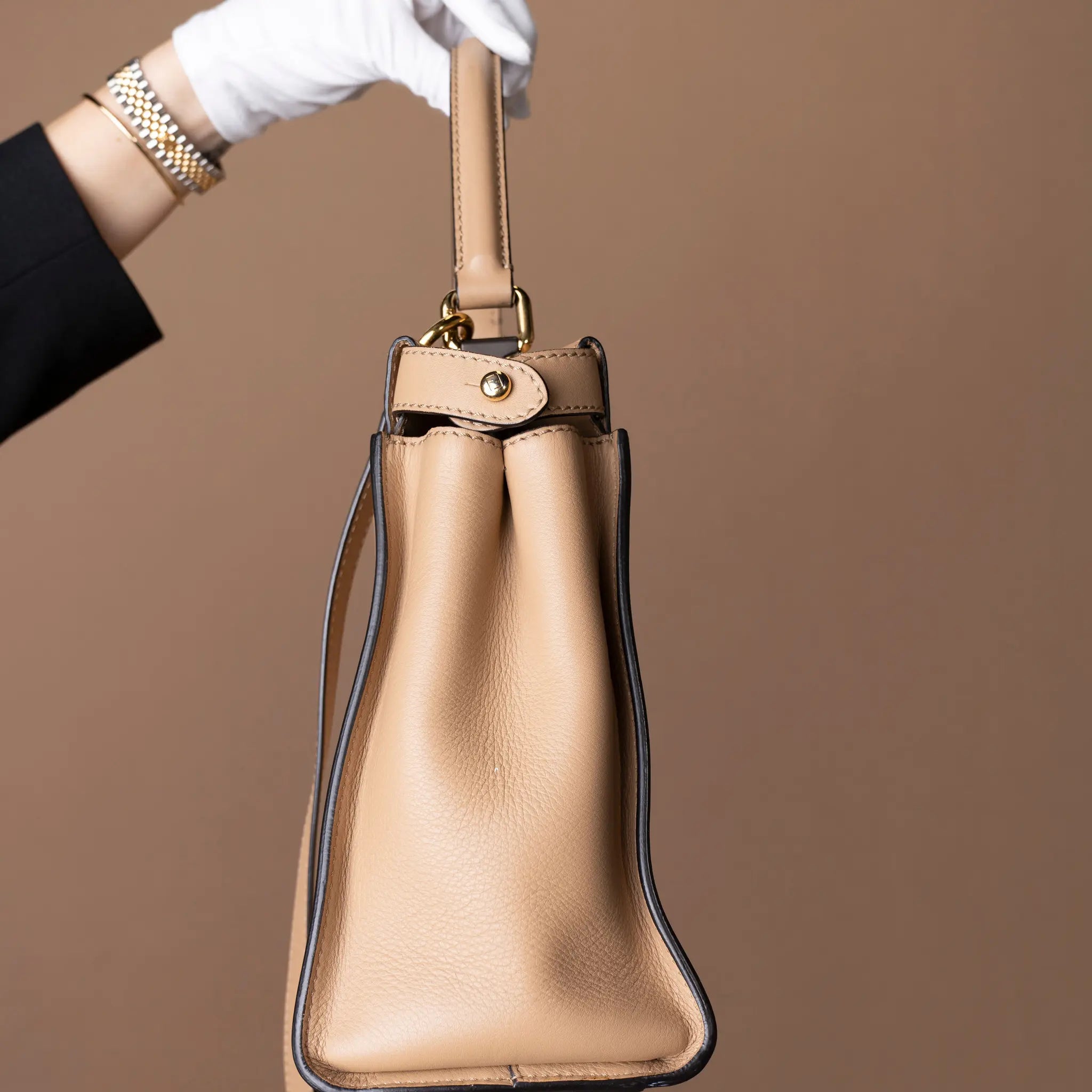 Fendi Medium Leather Peekaboo Iconic Satchel — Detail View