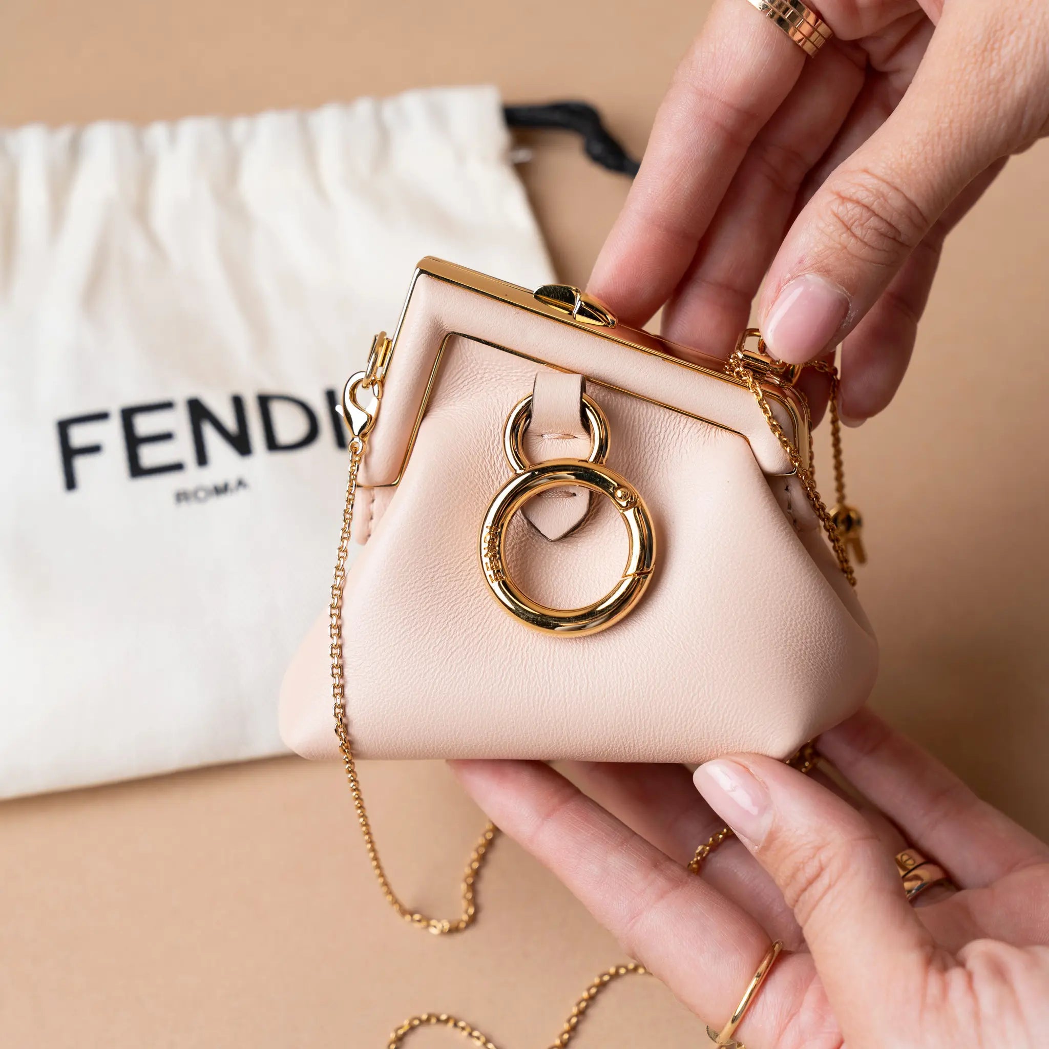 Fendi Nano Nappa Fendi First Charm Bag — Back View