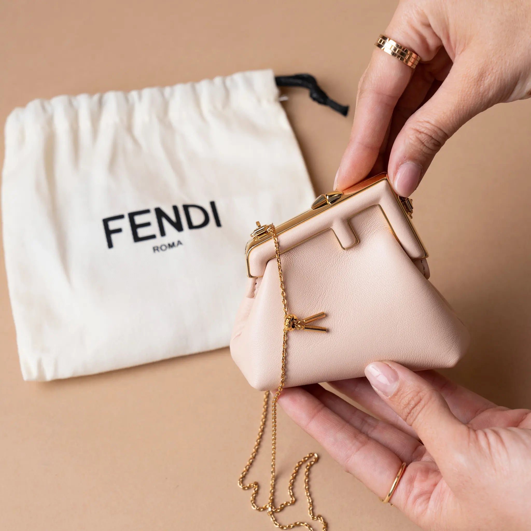 Fendi Nano Nappa Fendi First Charm Bag — Side Profile