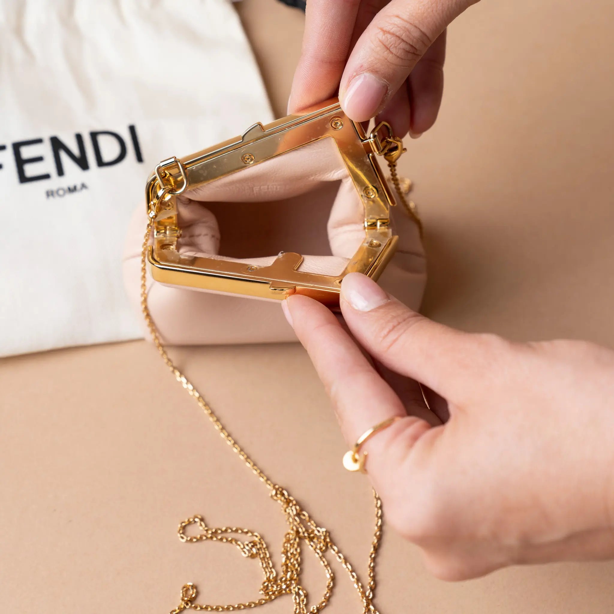 Fendi Nano Nappa Fendi First Charm Bag — Interior Detail