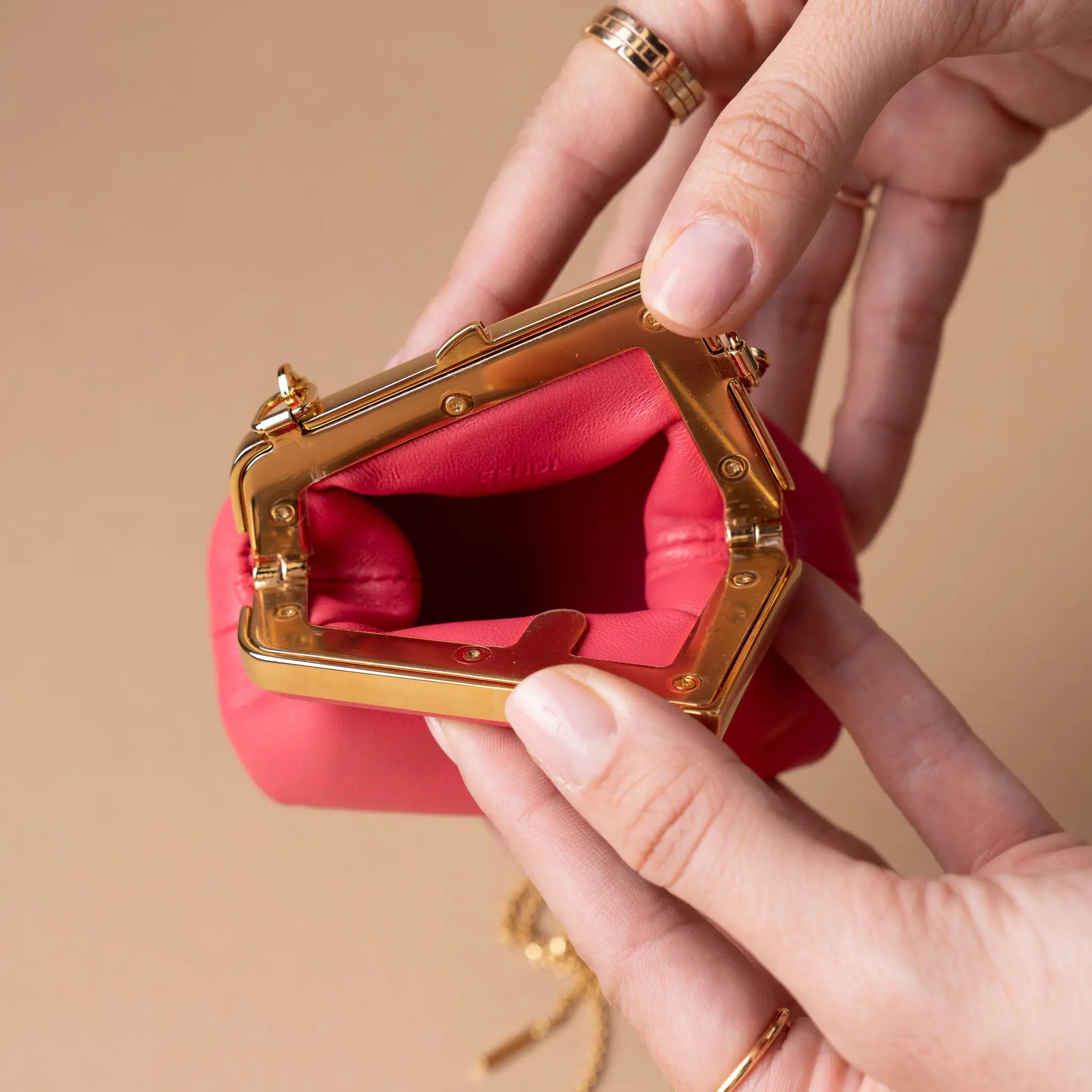 Fendi Nano Shiny Nappa First Bag Charm Crossbody — Back View