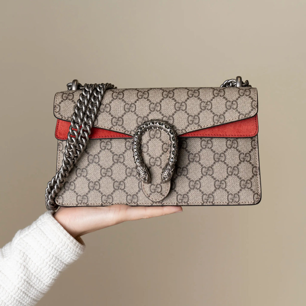 Gucci Dionysus GG Supreme Canvas Suede Shoulder Bag — Featured Image