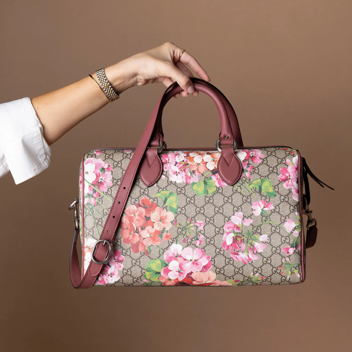 Gucci GG Blooms Supreme Large Boston Top Handle Bag — Featured Image