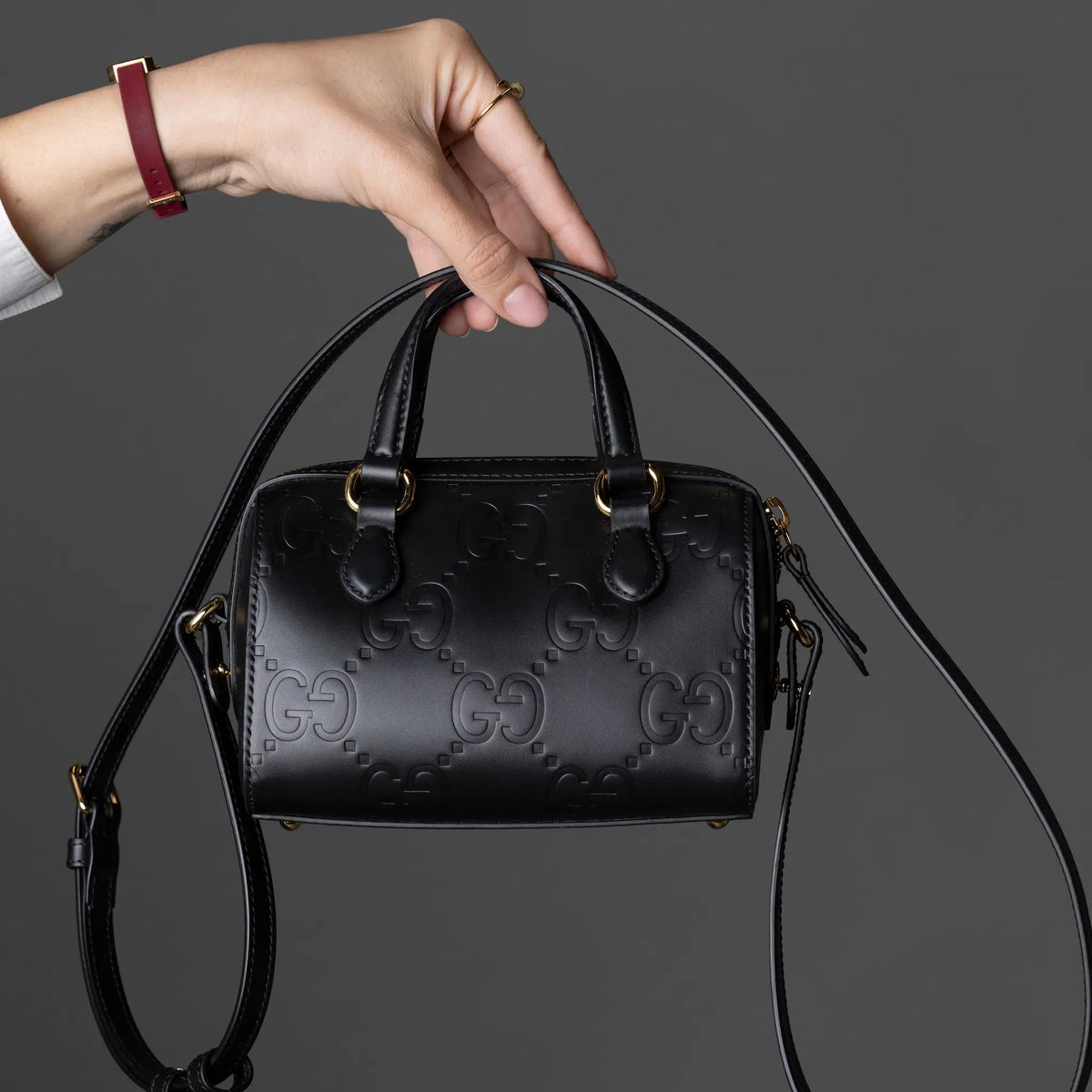 Gucci GG Emblem Small Boston Bag — Featured Image
